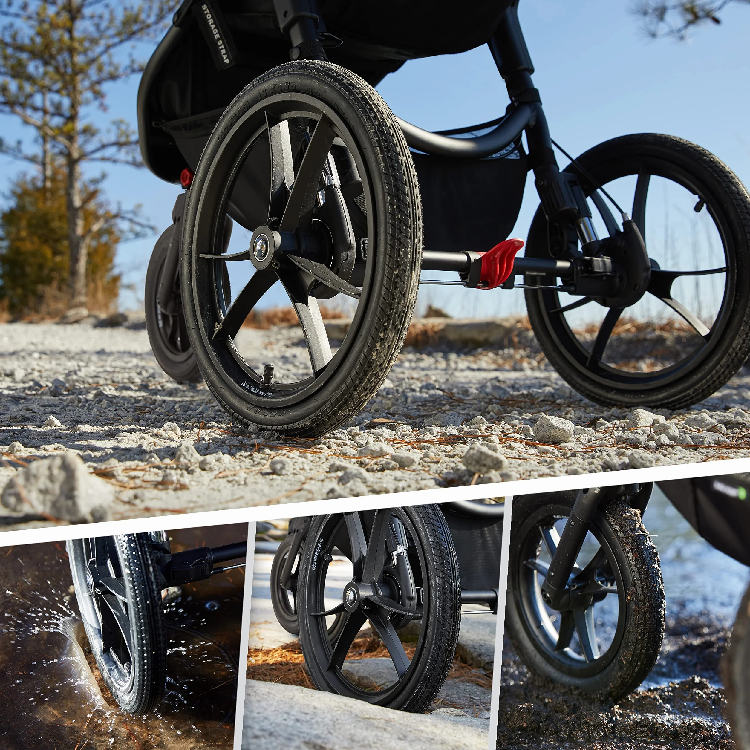 Baby Jogger Summit X3 Midnight Black - Cochecito para runnig plegable de 3 ruedas, con freno de mano, color negro