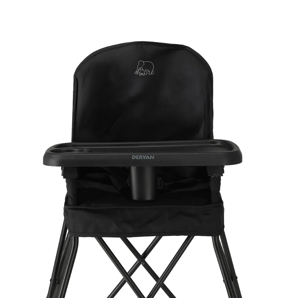Deryan Pop 'N Sit Trona Plegable con Asiento Incluido, Ligera y Estable, con Bandeja, Lavable, Negro, para Bebés a partir de 6 Meses