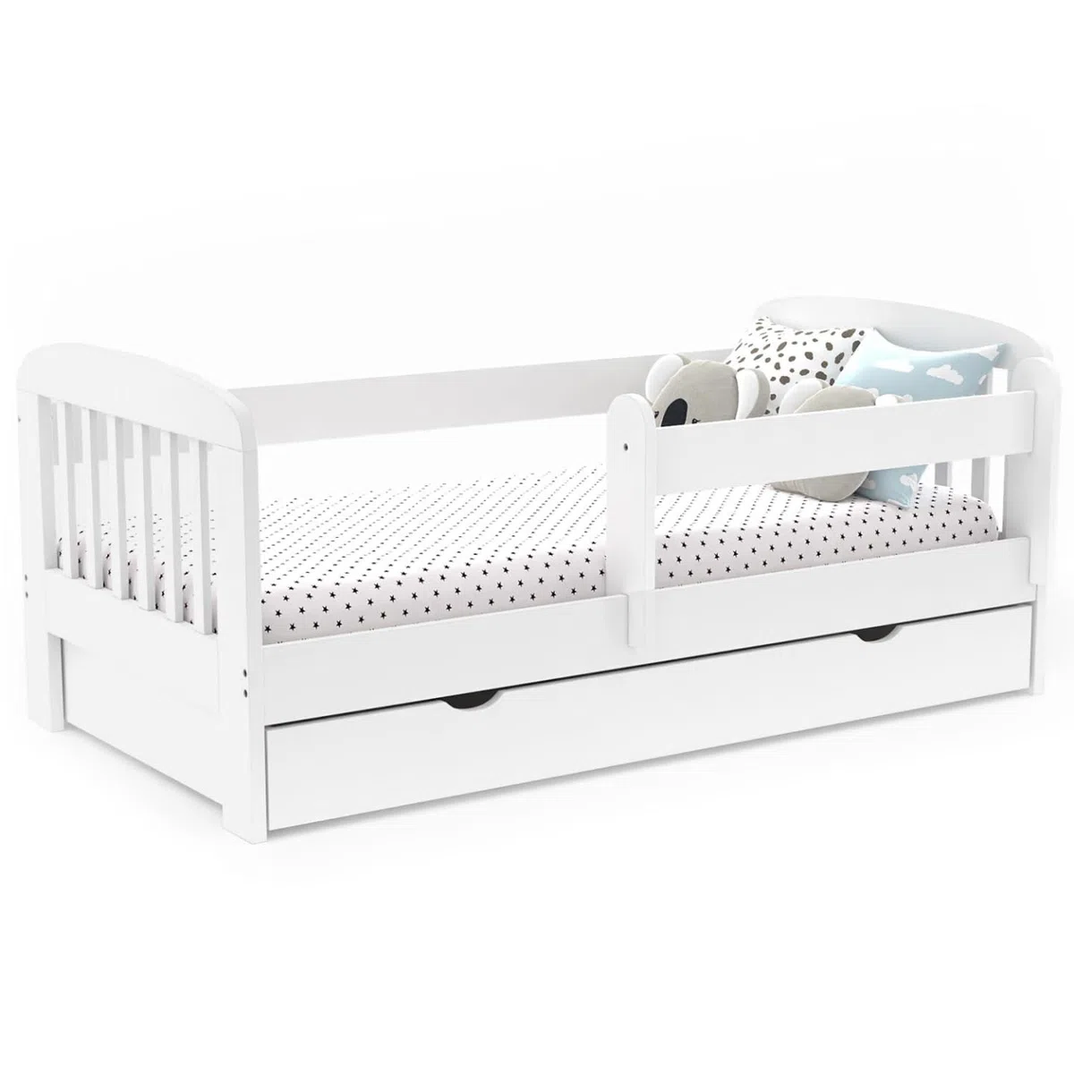 IDMarket - Cama infantil 80 x 160 cm Lilia con 1 cajón, somier y barreras