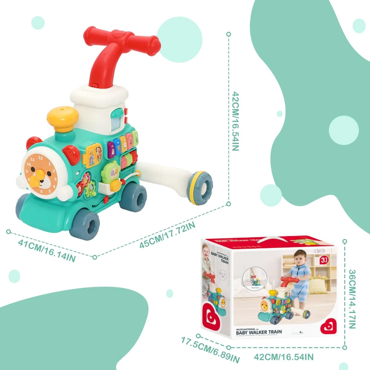 Andador Bebes 3 en 1, Correpasillos Andador Bebé con 10+ Juego Educativos, Música & Luces, Efecto de Niebla, Velocidad Ajustable, Centro de Actividades Educativas, Regalo para Niños Pequeños 6+ Meses