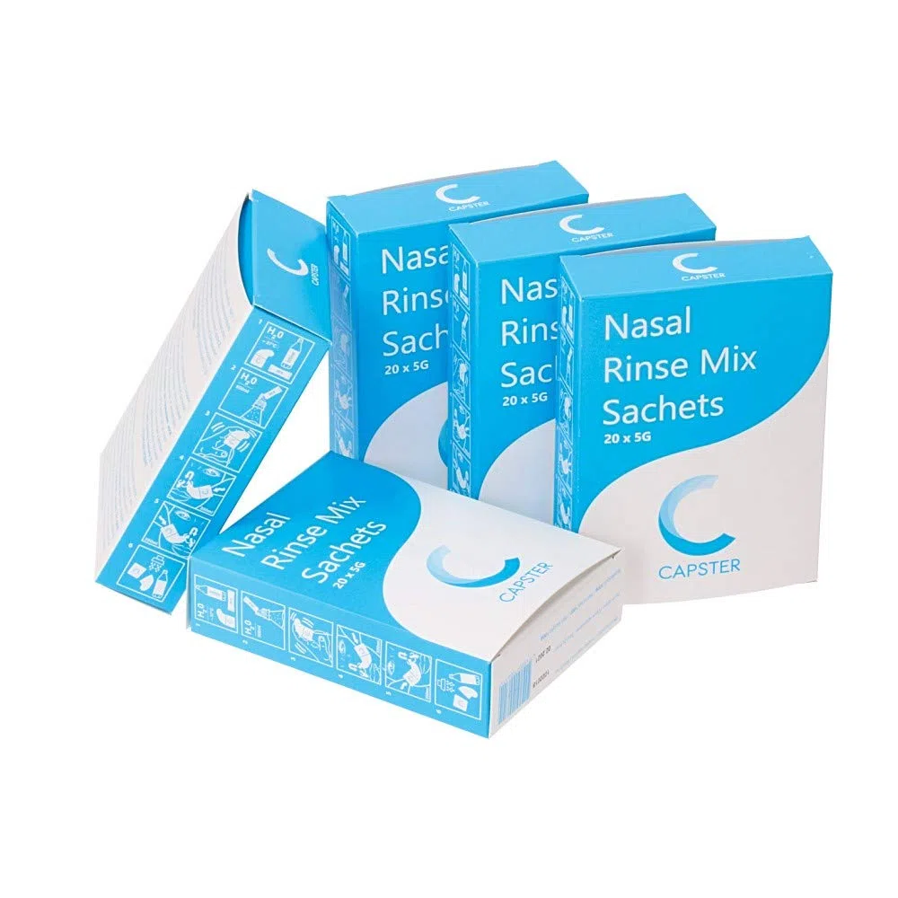 Sobres de Enjuague Nasal – Sal Premezclada, Fácil de Disolver y Suave para Neti Pot – Apto para Neilmed, Sistemas de Irrigación Nasal & Neti Pot (100 x 5g) – 500g
