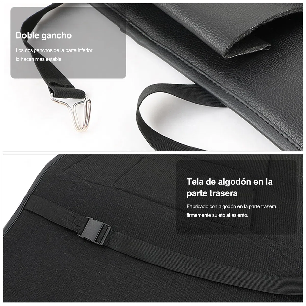 Ergocar 2 Paquetes de Pu Organizadores de Coches de Cuero, Cubierta Protectora para el Asiento Trasero, Estera de Protección para el Auto Asiento Trasero para el Automóvil - Negro