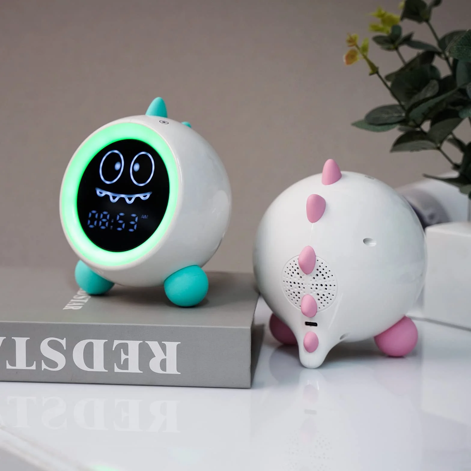 Despertador infantil, entrenador de sueño para niños con luces nocturnas, máquina de sonido, despertador con hora de alarma para niños pequeños (Verde)