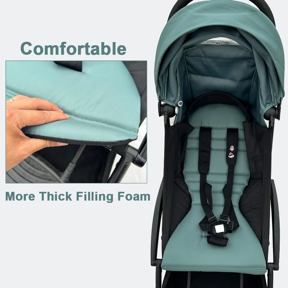 Toldo para cochecito y cojín de asiento compatible con Babyzen YOYO 2 y YOYO+, kit de repuesto de accesorios para cochecito, tela impermeable de doble capa (azul aguamarina)