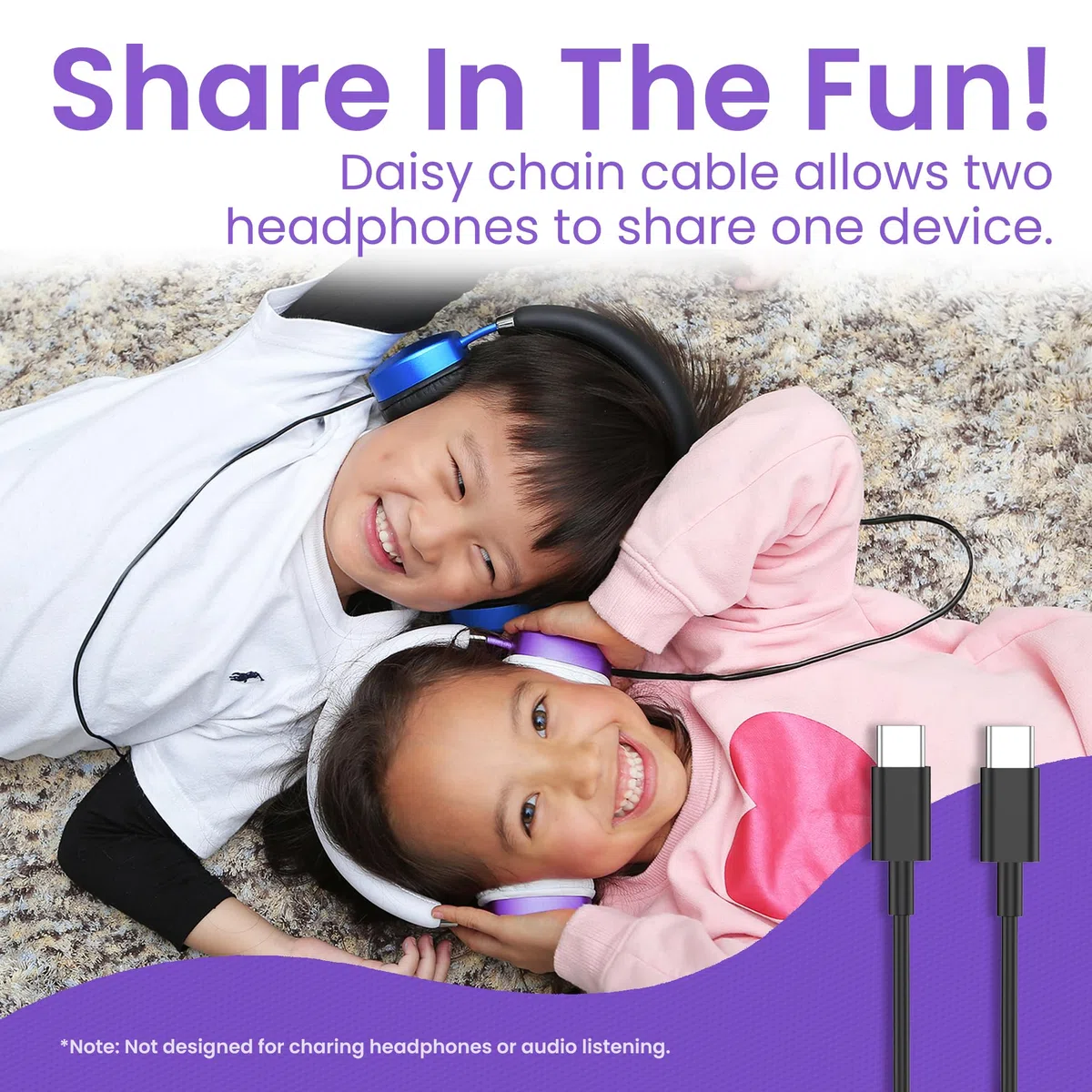 Puro Sound Labs PuroQuiet Plus - Auriculares Bluetooth supraaurales con cancelación activa de ruido, ligeros para niños con micrófono integrado, sonido más seguro, calidad de grado de estudio (morado)