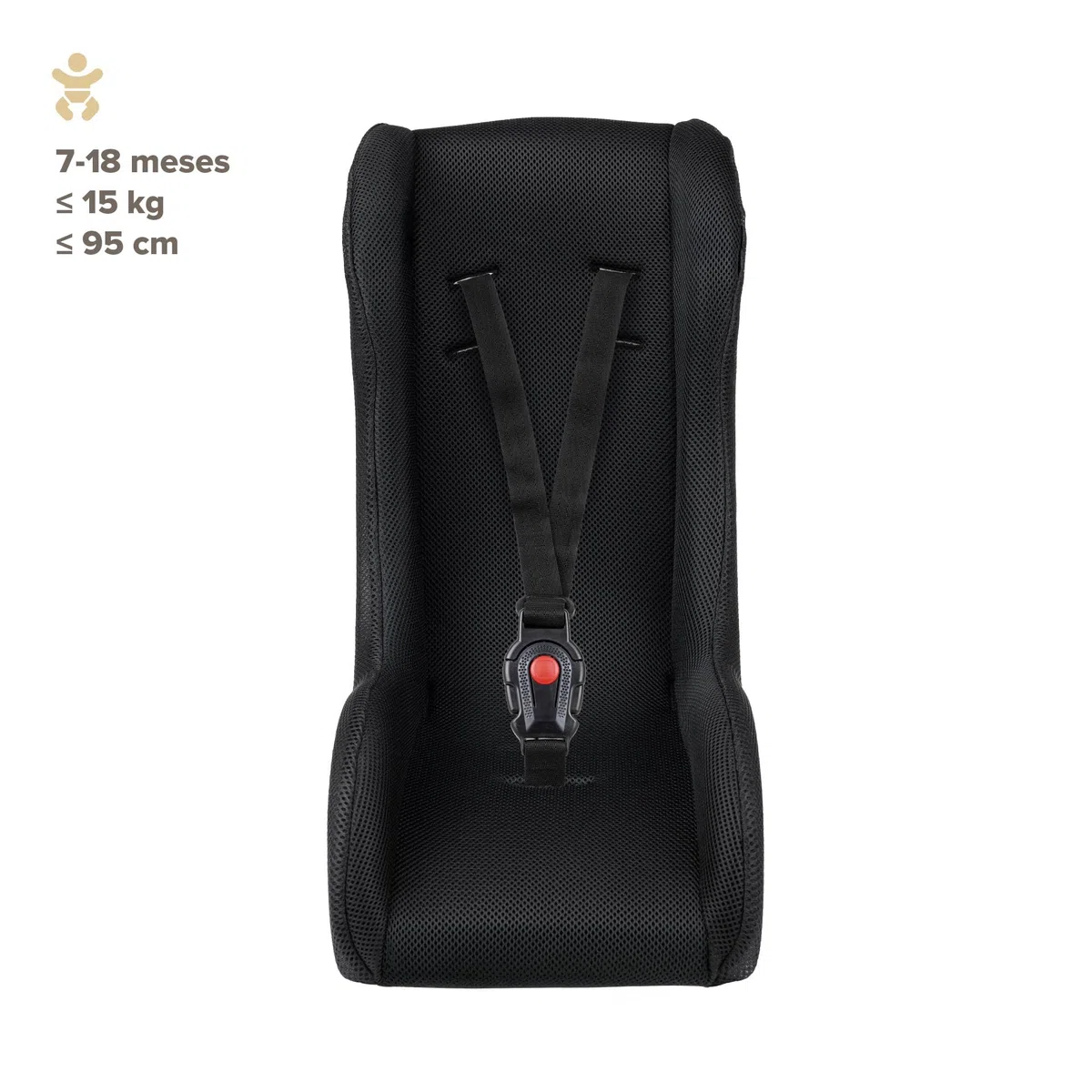 POLISPORT 8015000020 - Mini Pelican Todo Clima Reductor Asiento Bebé con Arnés 3 Puntos para Remolque, Cochecito y Bicicleta Cargo – Transpirable, Seguro y Compatible de 7 a 18 Meses, Negro