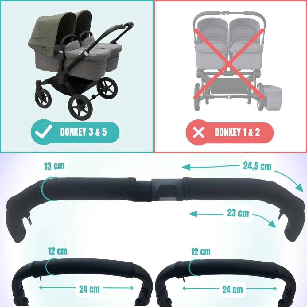 PROTEC TIF | Pack de Fundas de Polipiel Compatible con Bugaboo Donkey 3 y 5 (Se colocan sobre las fundas originales)