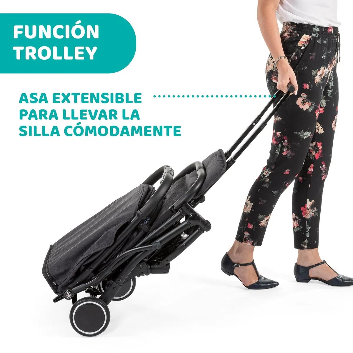 Chicco Trolley Me Silla de Paseo Ligera de 0 Meses hasta 15 kg, Buggy Reclinable y Plegable con Función Trolley, Cierre Compacto, Cubierta Lluvia y Capota Plegable - Color Negro (Stone)