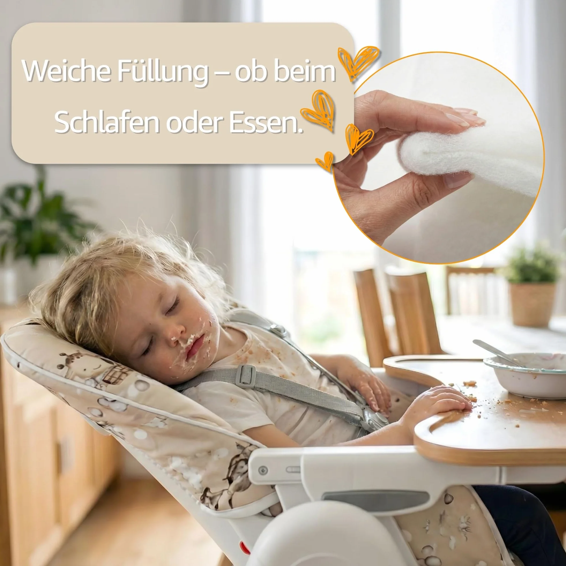 Funda trona universal - cojin para de tronas fundo silla para niños y niñas comer Cojín para silla infantil con revestimiento impermeable y estable certificado Oeko-Tex Safari