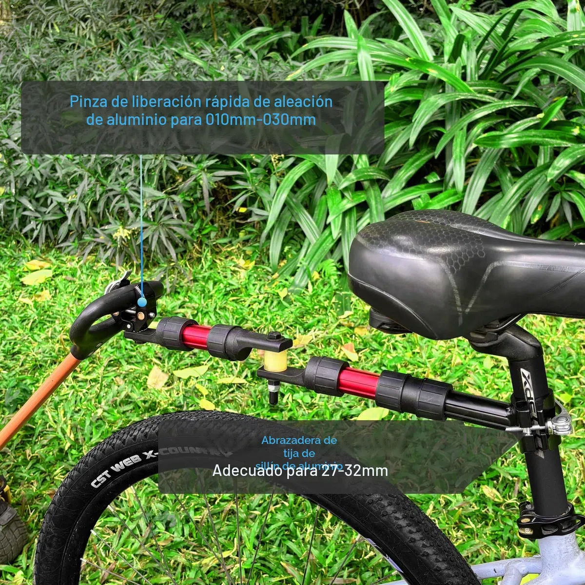 Mimoke Adaptador de remolque de bicicleta – Diseño modular de nailon, sistema de amortiguación y dirección, adecuado para bicicletas con diámetro de tubo de asiento de 27 – 32 mm
