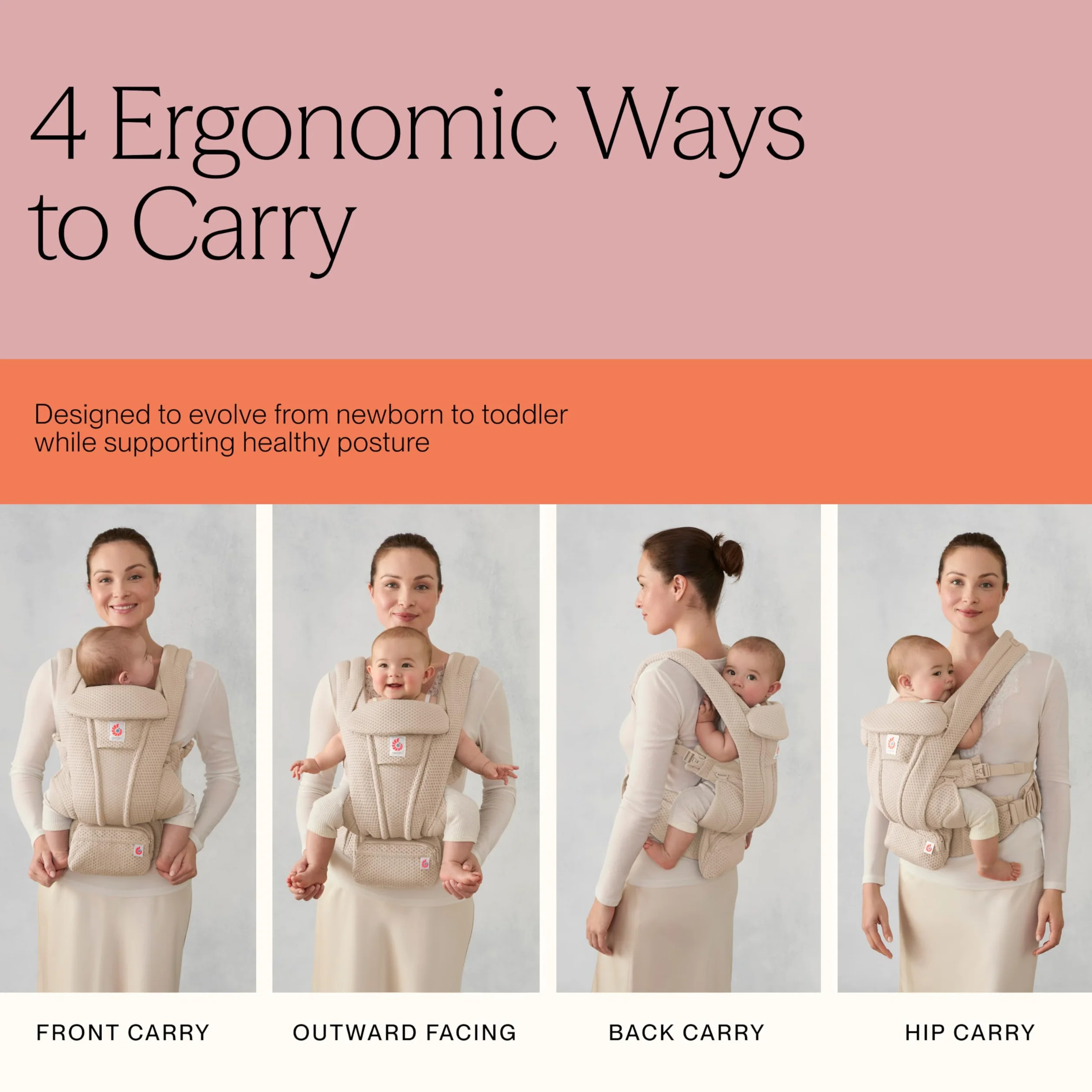 Ergobaby Omni Deluxe Portabebés todo en uno para recién nacidos hasta 20 kg, malla 4 posiciones, color azul medianoche