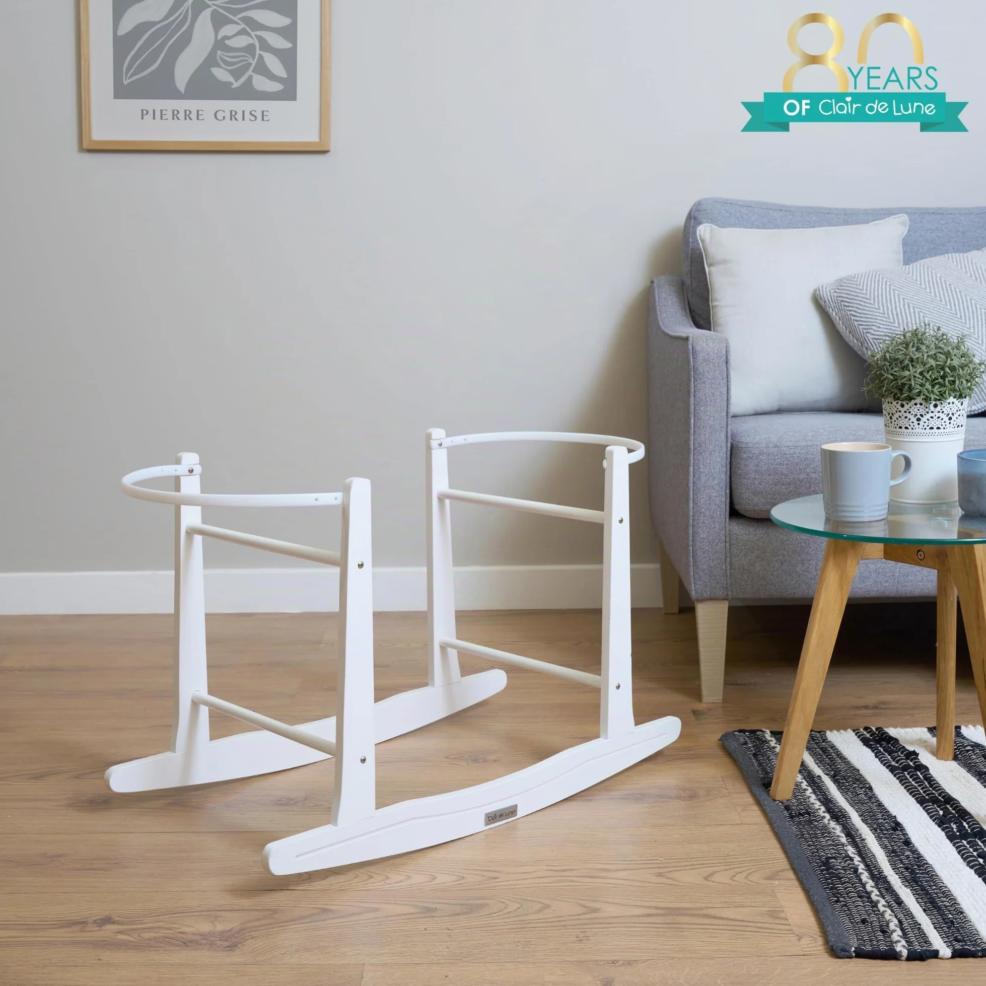 Clair de Lune Soporte para cesta mecedora de moisés, color blanco