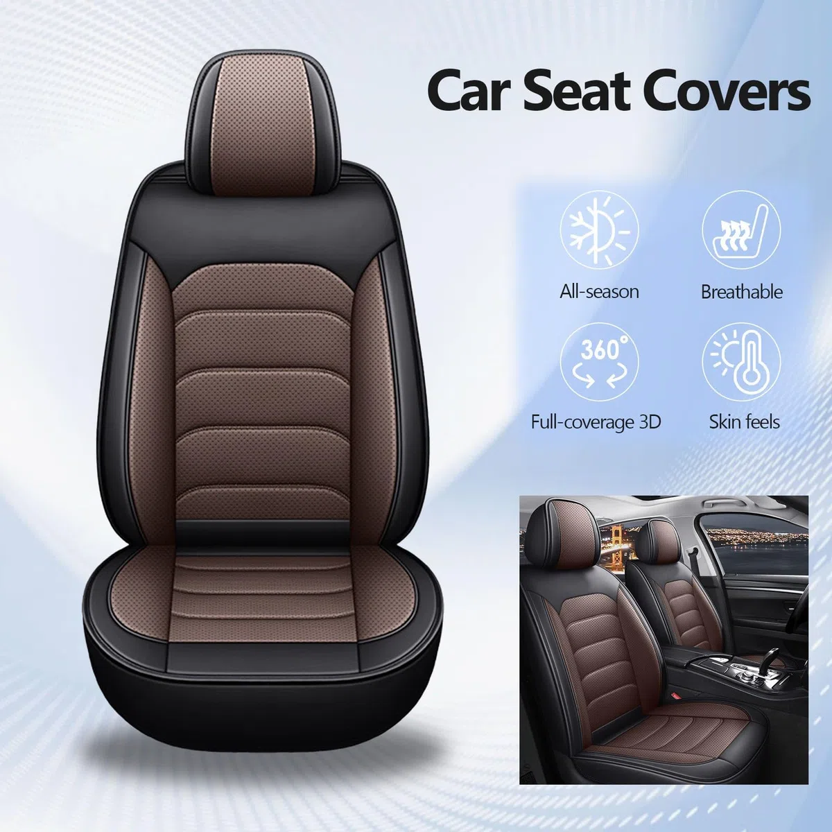 Genérico Funda Asiento Coche para Citroen C3 Aircross 2021-2026, 5 Piezas Piel Sintética, Impermeable y Antidesgaste – Protectores Asiento Coche Delanteros y Traseros, Fáciles de Limpiar