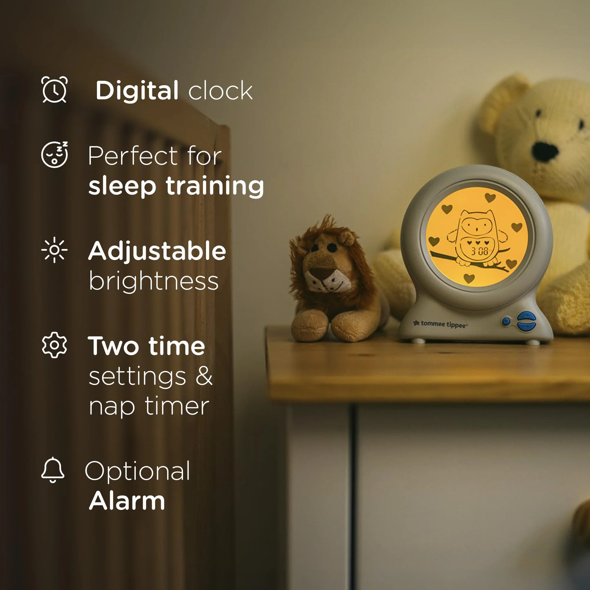 Tommee Tippee Groclock Reloj Despertador Luz Nocturna para Niños USB