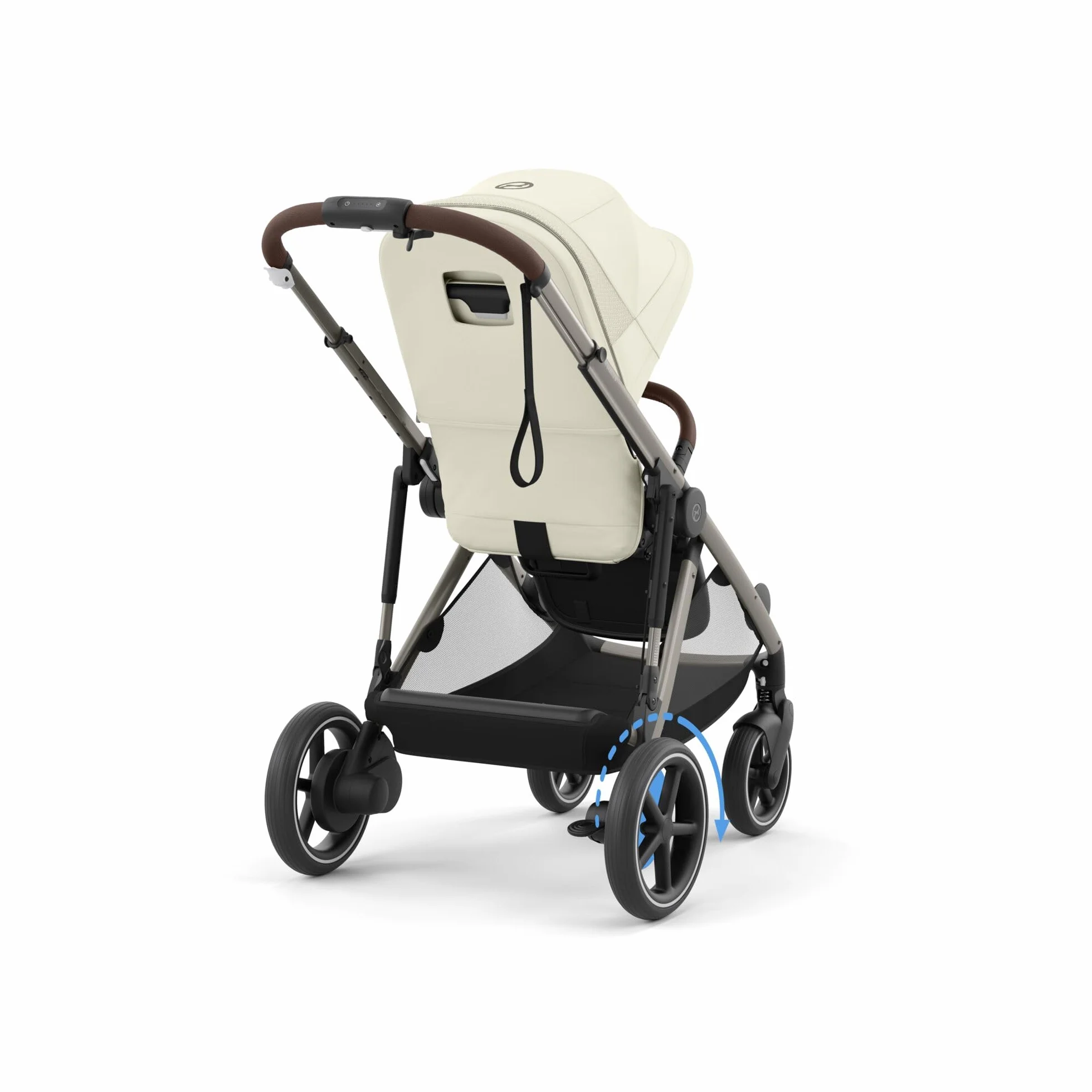 CYBEX Cochecito dorado e-GAZELLE S, máx. 22 kg (modo individual) / 2x 22 kg (modo dúo), sistema todo en 1 con accionamiento eléctrico y 20+ configuraciones, Seashell Beige