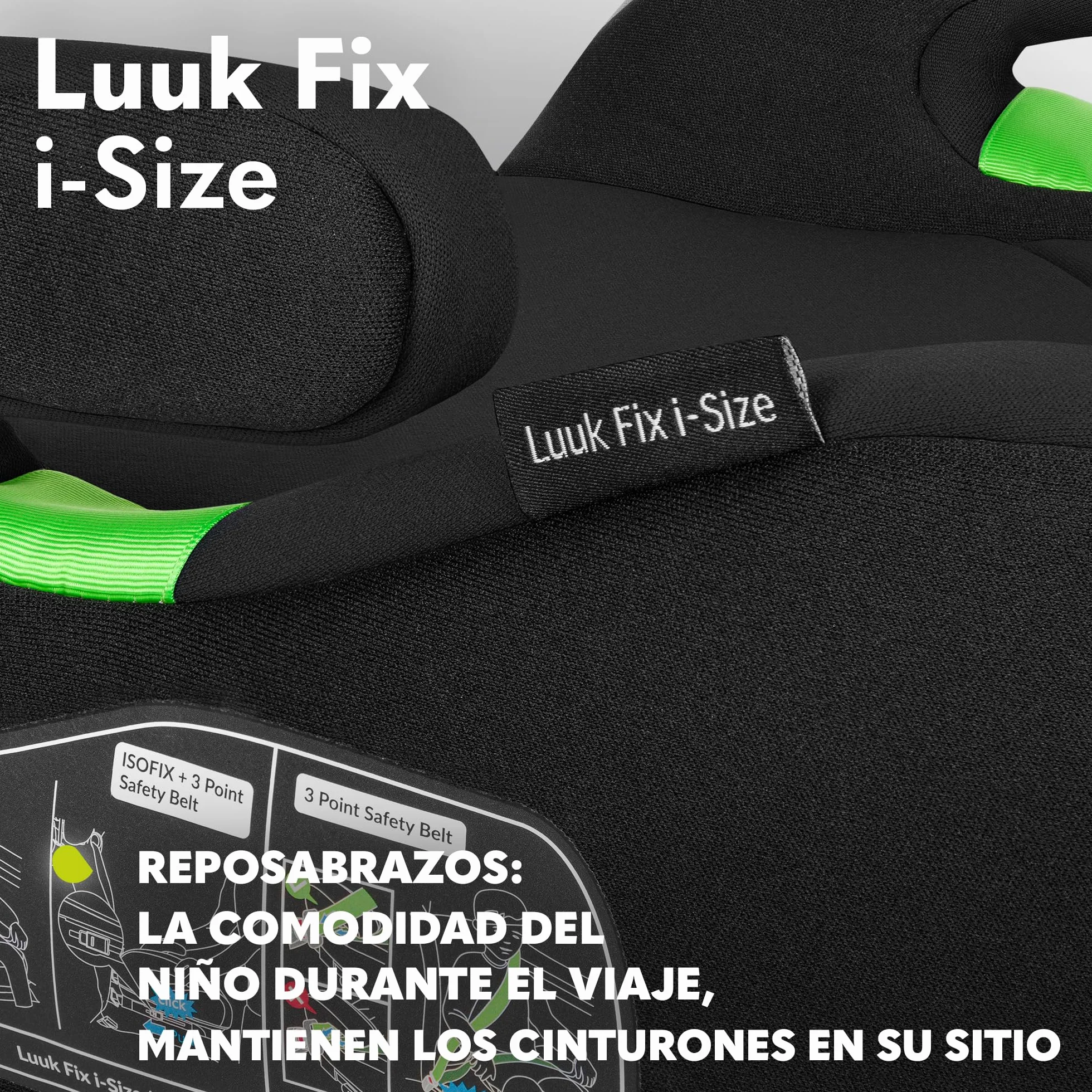 LIONELO LUUK FIX i-Size Asiento elevador con ISOFIX para niños 22-36 kg 125-150 cm grupos 2 y 3
