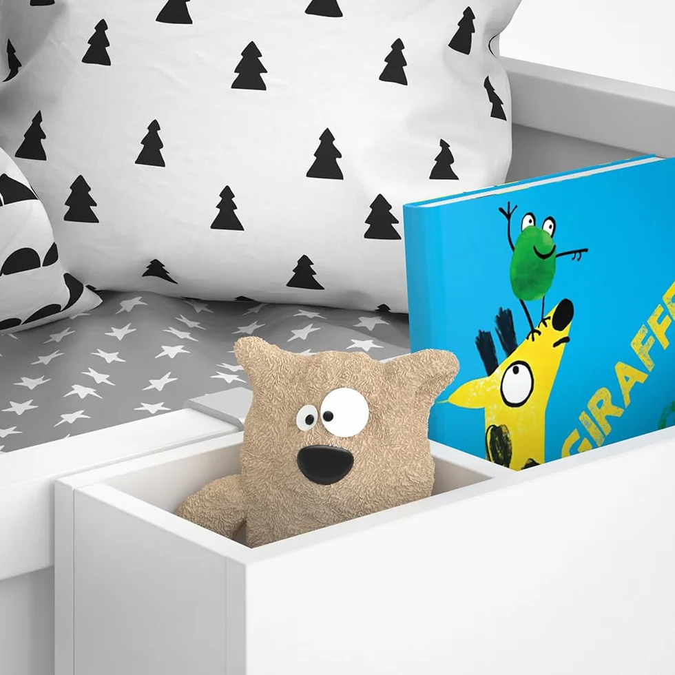 VitaliSpa Estante para Cama Infantil, Blanco, 60 x 15 cm, para Guardar Libros, Juguetes y Objetos cotidianos