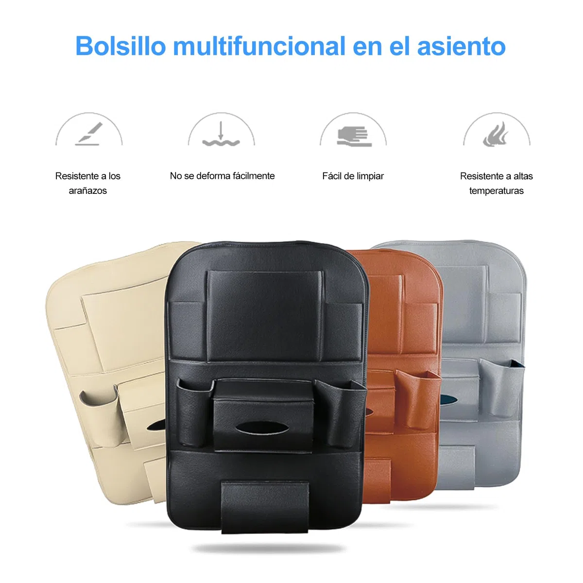 Ergocar 2 Paquetes de Pu Organizadores de Coches de Cuero, Cubierta Protectora para el Asiento Trasero, Estera de Protección para el Auto Asiento Trasero para el Automóvil - Negro