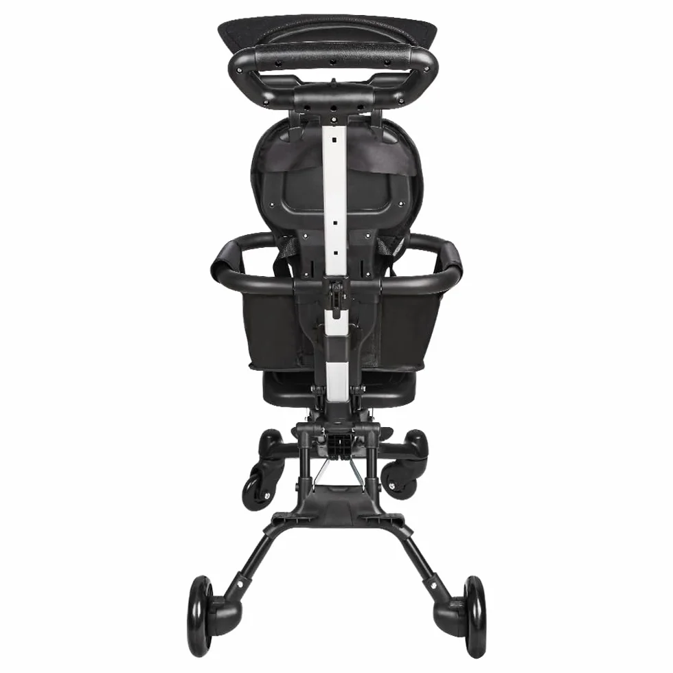 Cochecito compacto – hasta 25 kg, reclinable, plegable con portavasos, revestimiento de lluvia, capucha parasol (UPF 50+), cesta XL-30 x 55 x 86,5 cm, color gris + negro