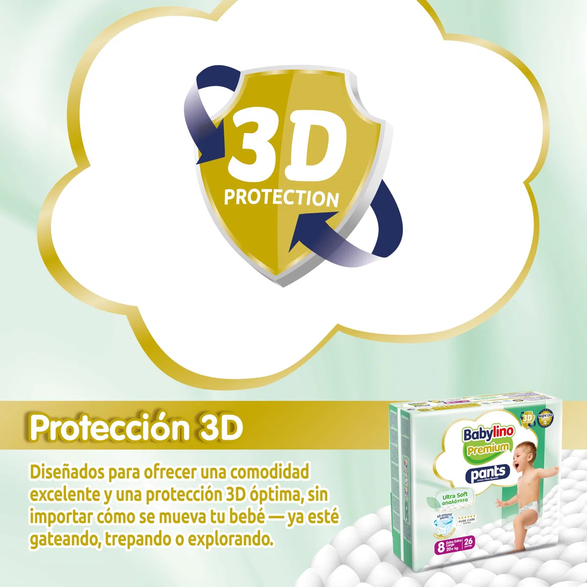 Babylino Premium Pants, Pañal Braguita Talla 8 con filtro Ultra Soft, XXL (20 + kg), 104 unidades