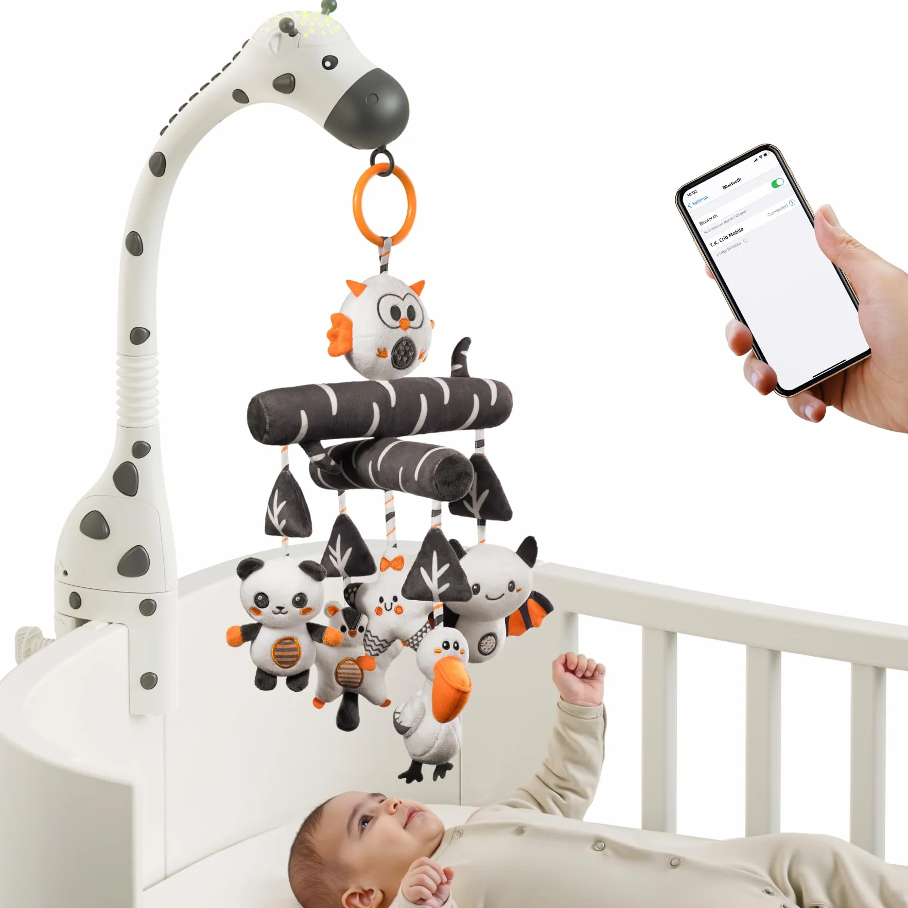 TUMAMA juguete móvil para cuna de bebé de alto contraste con luz nocturna proyector música ruido blanco
