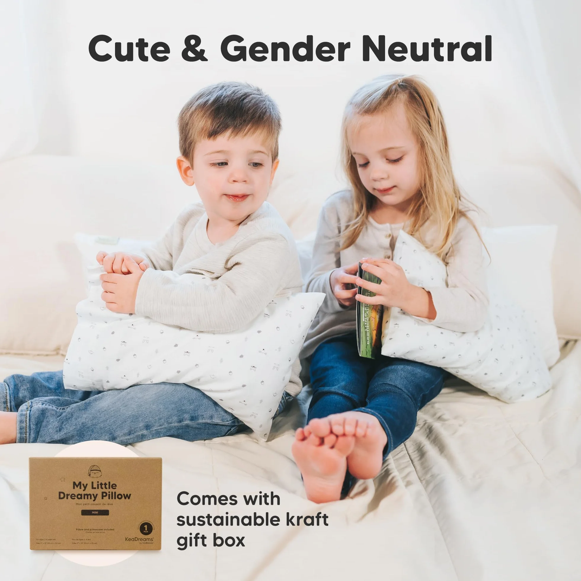 KeaBabies Mini Almohada para Niños Pequeños con Funda de Algodón Orgánico, 9 x 13 Pulgadas, Suave