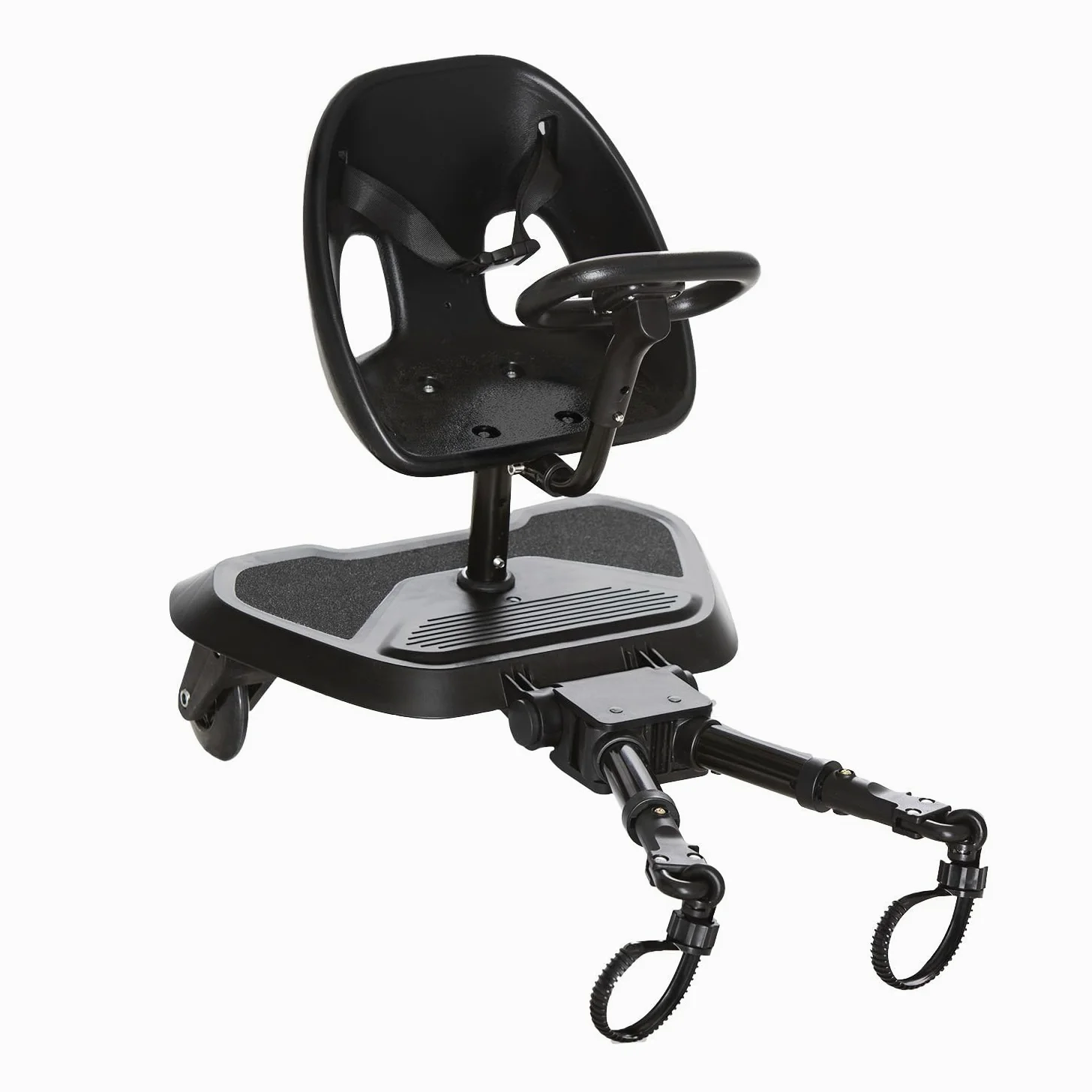 Asalvo GO SEAT 2 IN 1 Patinete 2 en 1 para silla de paseo Go Seat, Universal, Patin Carro Para Bebe Apto para el 99% de todos los cochecitos, Tabla para Cochecito, Niños de 2 a 5 Años 20 kg, Negro