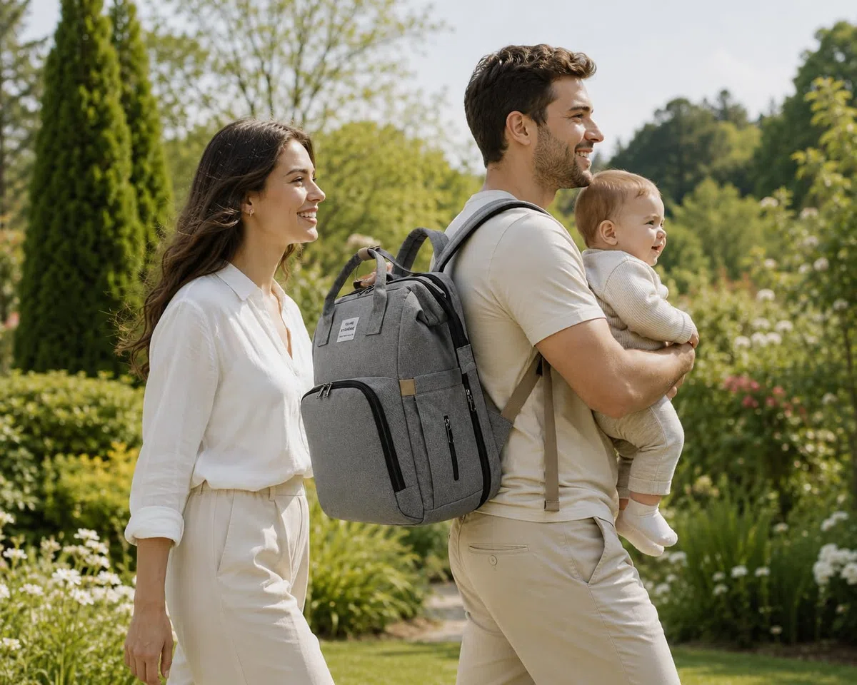 Genérico Mochila de Maternidad con Cuna Portátil Integrada, Bolsa Pañalera Multifuncional Impermeable para Viaje, Gran Capacidad, Organizador Bebé con USB y Cambiador para Mamá y Papá, Gris