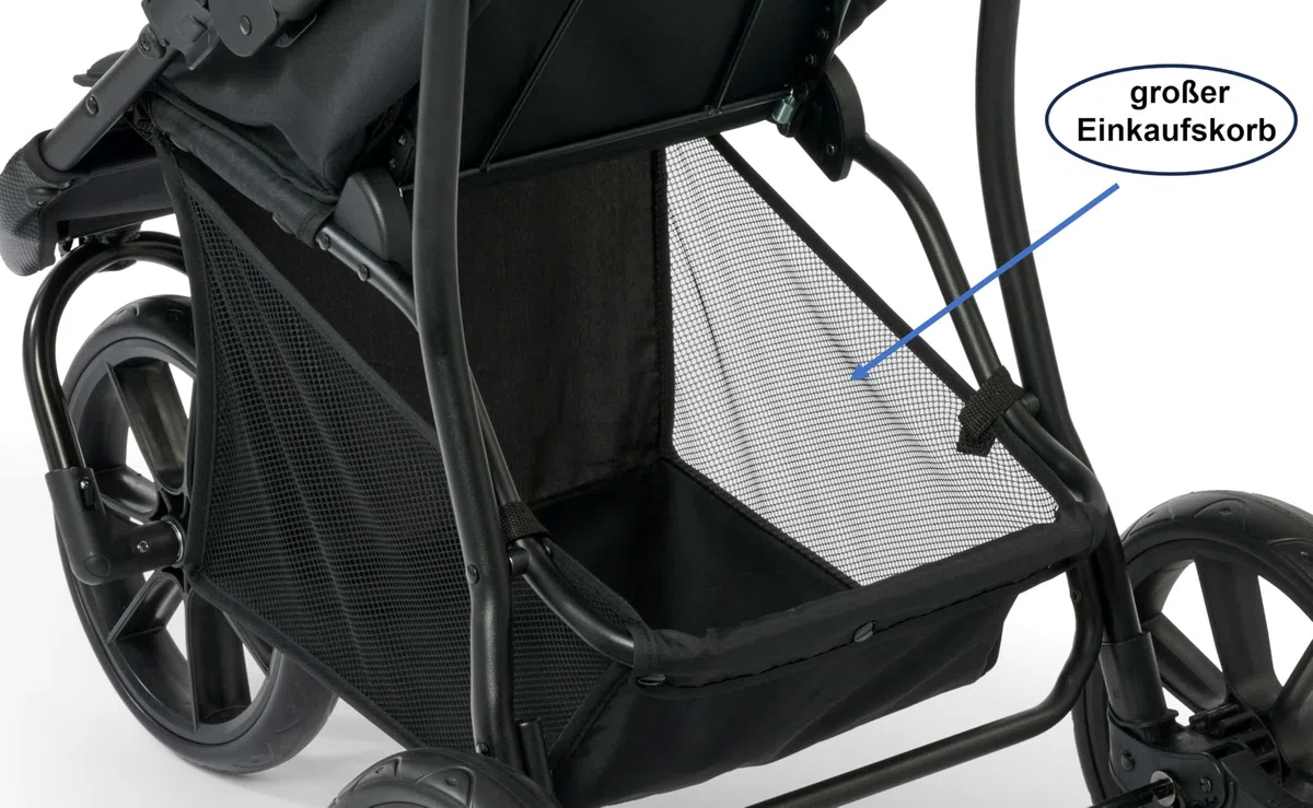 Carrito para niños de la marca Knorr-Baby, con tres ruedas y capota gris oscuro