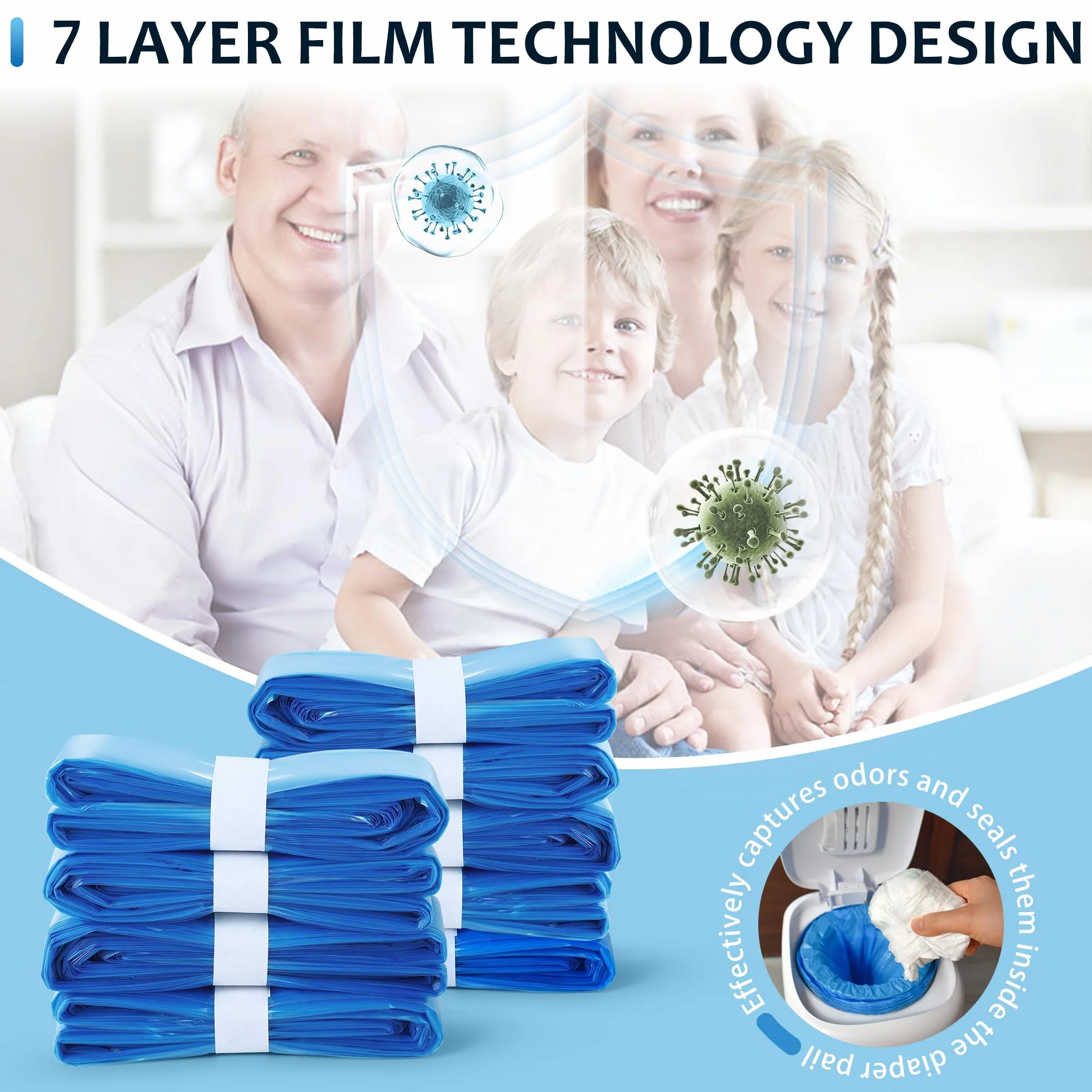 Paquete de 18 Recambios, Película Engrosada Con Buena Hermeticidad Y Resistente A Los Olores, Adecuada Para Tommee Tippee, Litter Locker, LittyCat, Chicco Y Sprout.