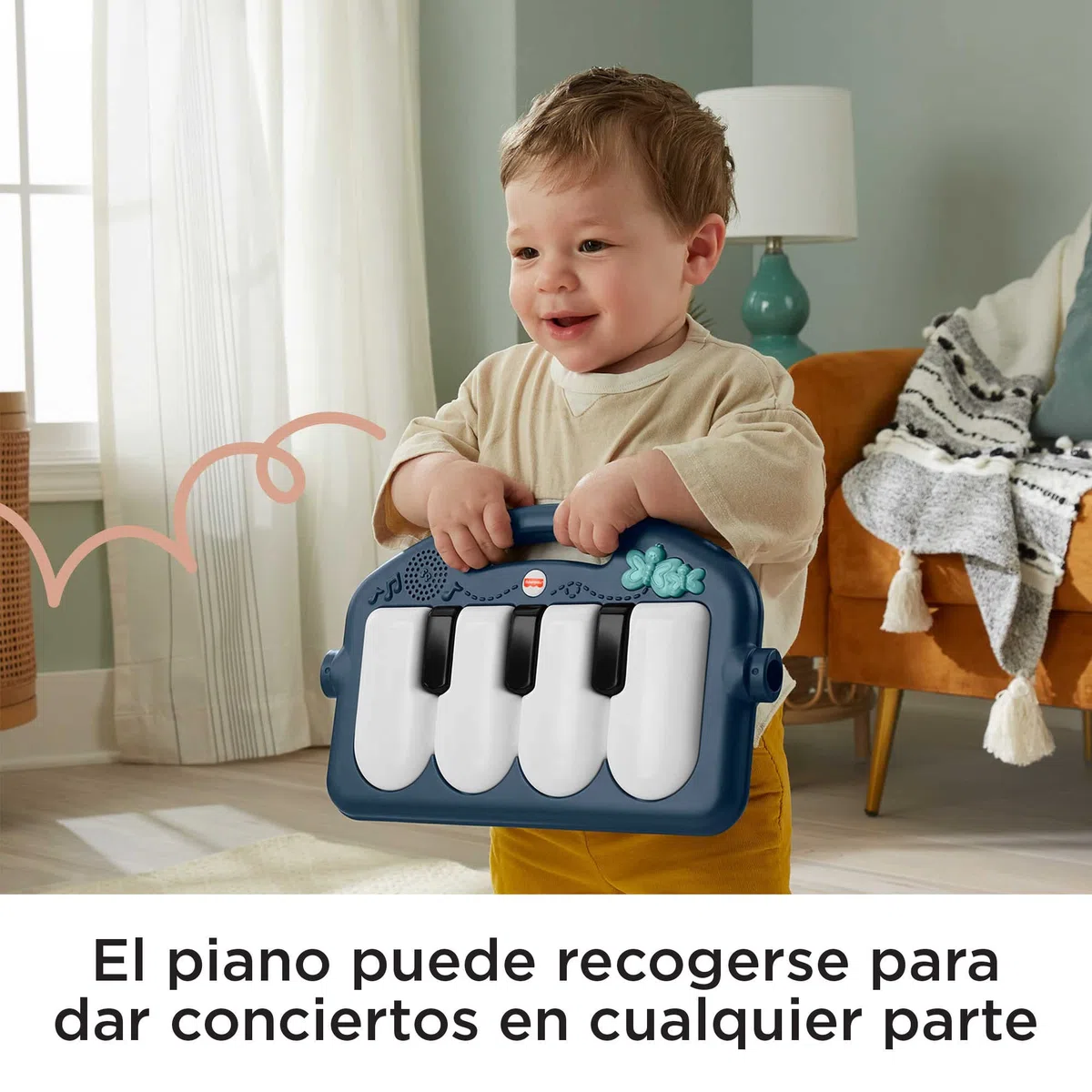 Fisher-Price Alfombra Gimnasio de Actividades con Piano con Sonidos y Accesorios, Motivo Bosque, Juguete para bebé recién Nacido (Mattel HKX37)