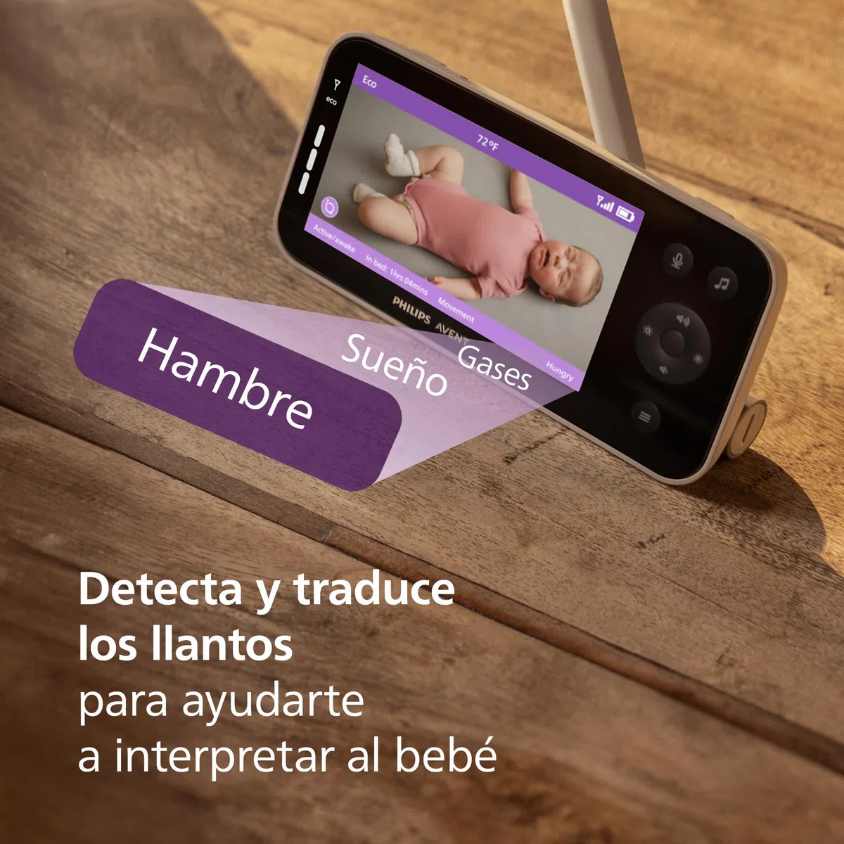 PHILIPS Avent Vigilabebés Premium con App - Cámara HD de 1080 píxeles, Seguimiento del sueño y la respiración con IA, traducción del llanto, Certificado DEKRA, Montaje en Pared, SCD974/26