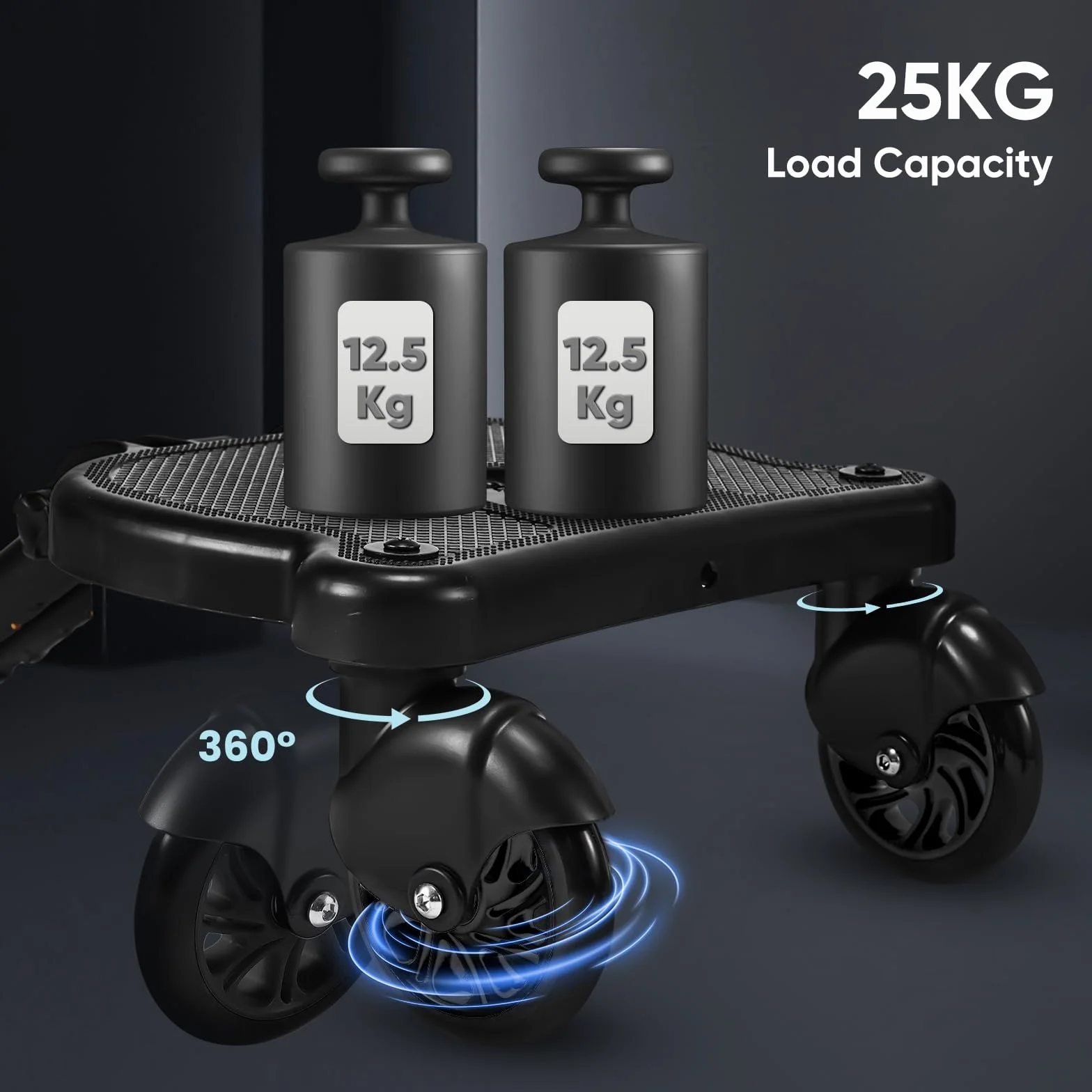 Patin Carro Bebe Universal con Asiento,Buggy Board para niños,Diseño estable de dos ruedas, con correa de suspensión, Accesorio para cochecito para niños de 2 a 6 años (25 kg),negro