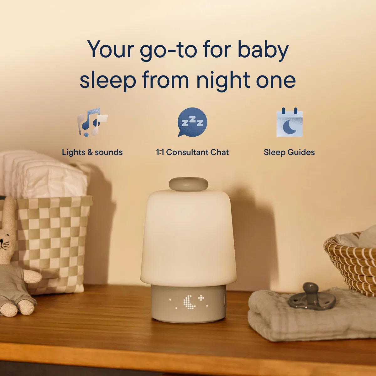 Hatch Baby Soporte para dormir, máquina de sonido, luz nocturna | Registry Essential, constructor de rutinas, reloj despertador de tiempo de aumento, ruido blanco, historias de guardería, dormitorio