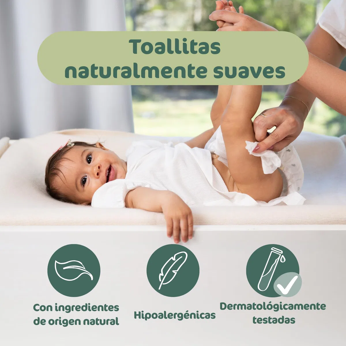 Naty Toallitas para Recién Nacidos y Bebés con Aloe | 98% Agua, Hipoalergénicas y Naturales para Piel Sensible | Sin Perfume, de Origen Vegetal | Dermatológicamente testadas | 672 uds (12 paquetes)