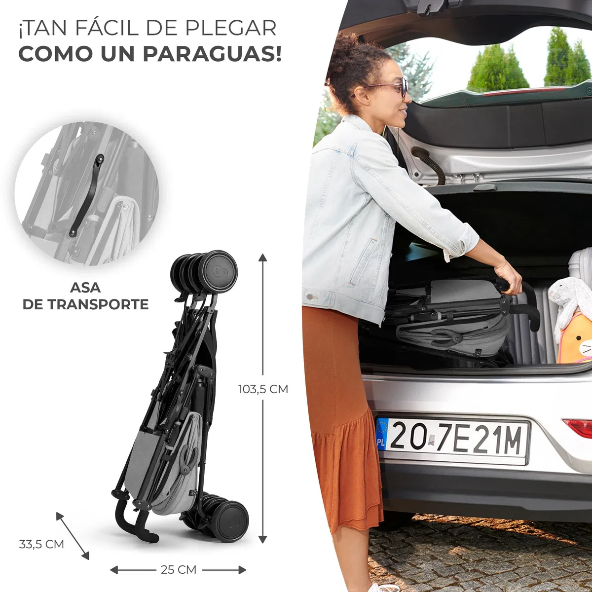 Kinderkraft Silla de Paseo SIESTA, Carrito paraguas, Posición tumbada, Plegable, hasta 22 kg, Gris
