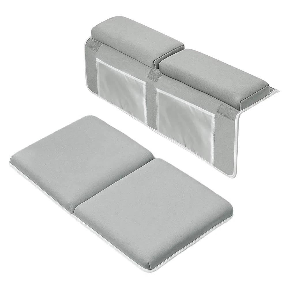Juego de rodilleras y coderas de baño para bebé, 1.5 pulgadas de grosor, reposabrazos con 4 bolsas de almacenamiento de juguetes y almohadilla antideslizante para la bañera, cojín de baño lavable para