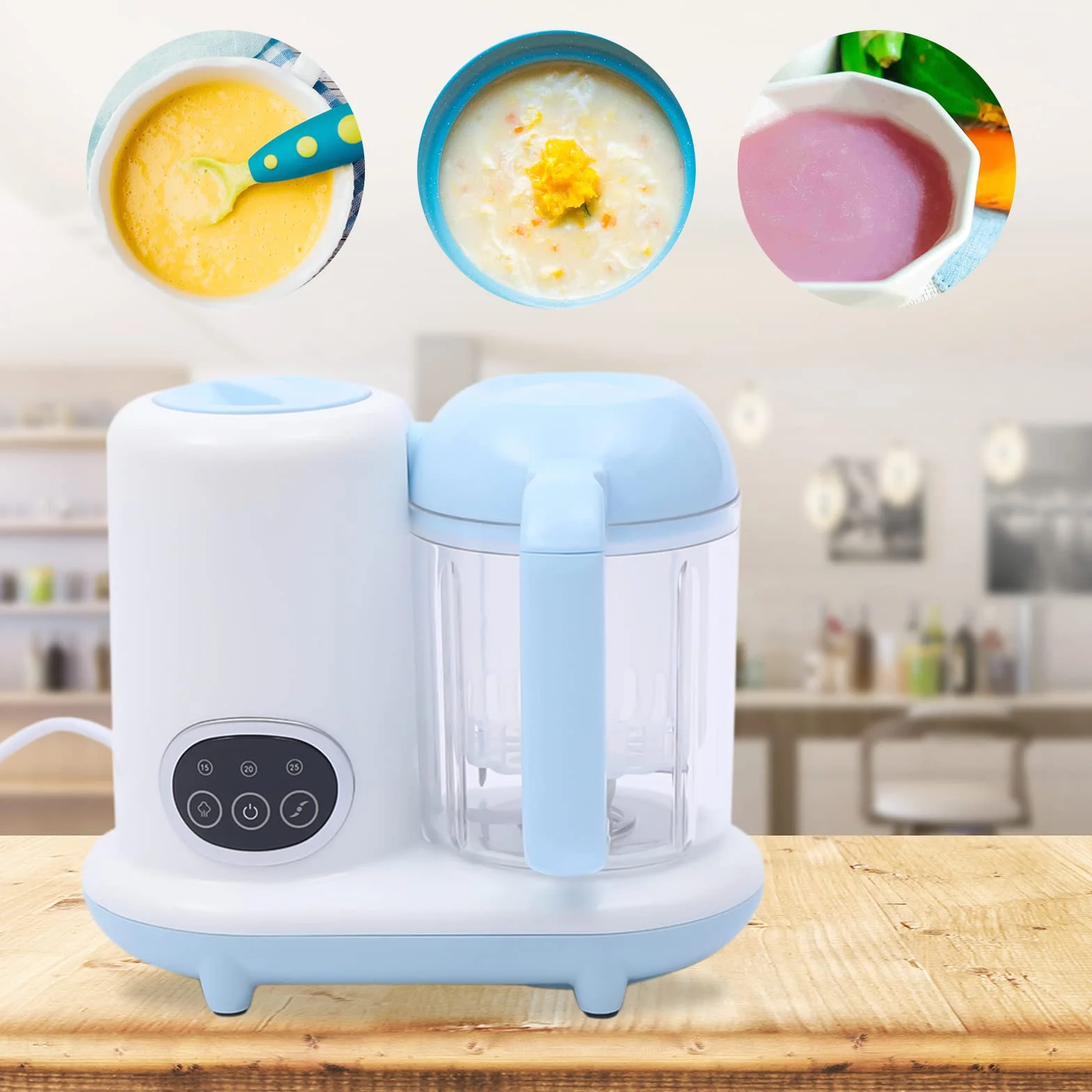 Baby Food Maker Automatic Cocina Batidora Multifunción 10000rpm Temporizador 250ml Robot Cocina Batidora Bebé,Para Mezclar Frutas, Verduras, Cereales, Carne