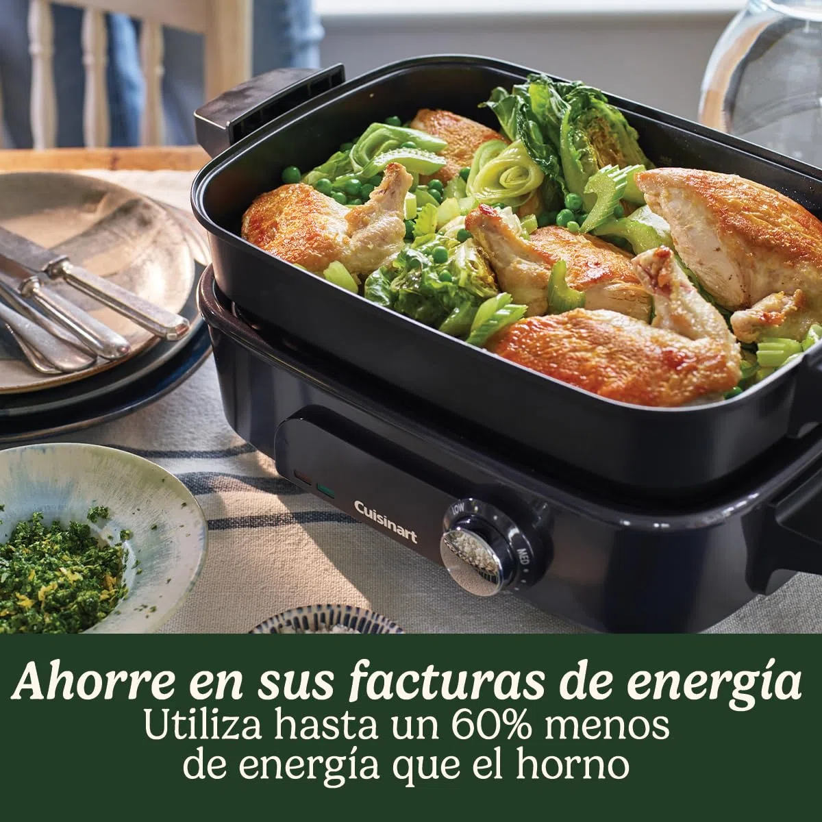 Cuisinart Robot de Cocina Multifunción 5 en 1 | Asar, dorar, cocer al vapor, cocinar y hervir a fuego lento | Antiadherente, placas y sartenes intercambiables | Apilable, fácil de guardar | Gris