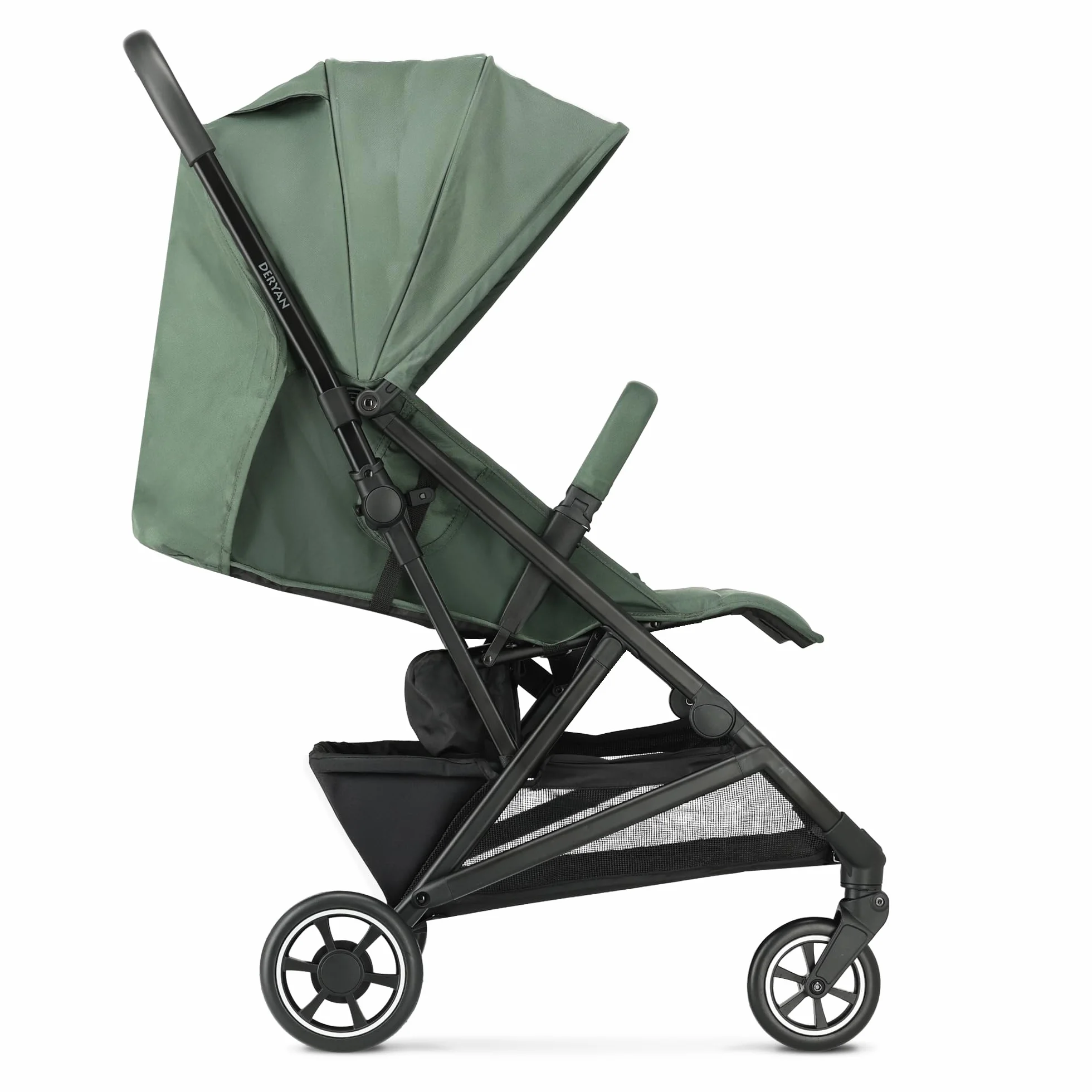 Deryan Easy Silla de Paseo Ligera, 0-4 años, 0-22 kg, Correa de Transporte, Silla Paseo Compacta, 3 Reclinaciones, Reclinación Total, Plegado Automático, Bandolera - Verde