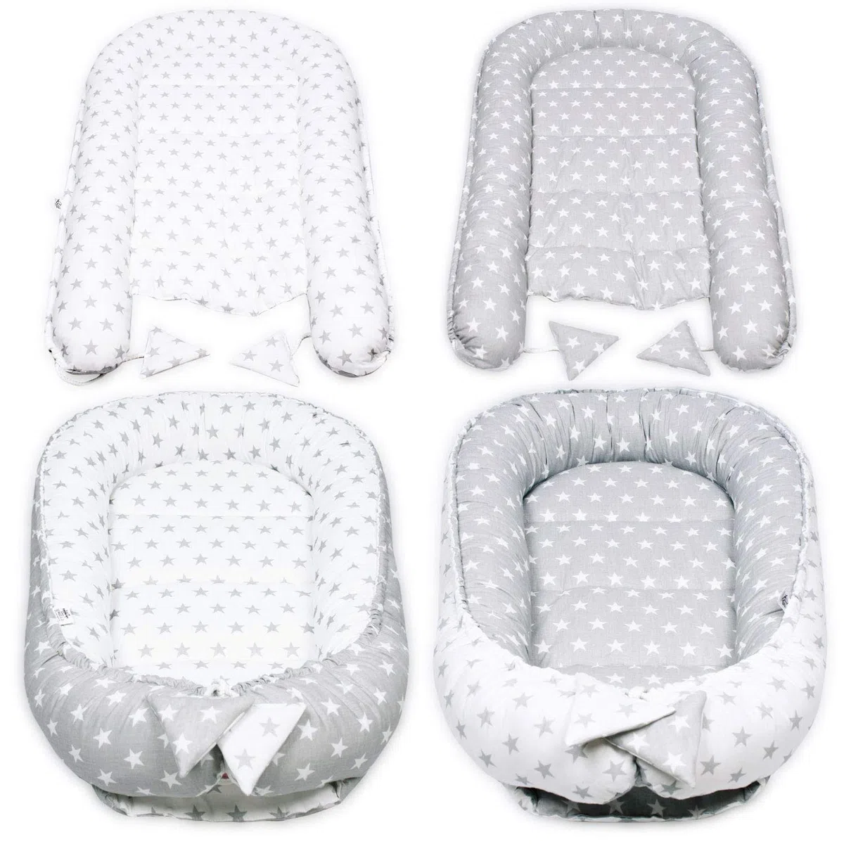 PaLulli Nido de Peluche de 2 Caras, Nido de Bebé, Cuna de Viaje, Cambiador de Cama, Capullo para Cuna de Bebé, 100% Algodón Oeko Tex (Estrellas)