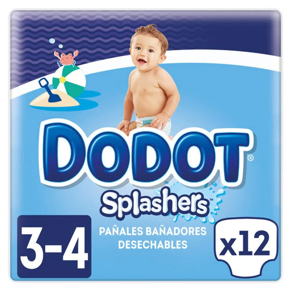 Dodot Splashers Pañales Bañadores Desechables - Paquete de 12 pañales, Talla 3