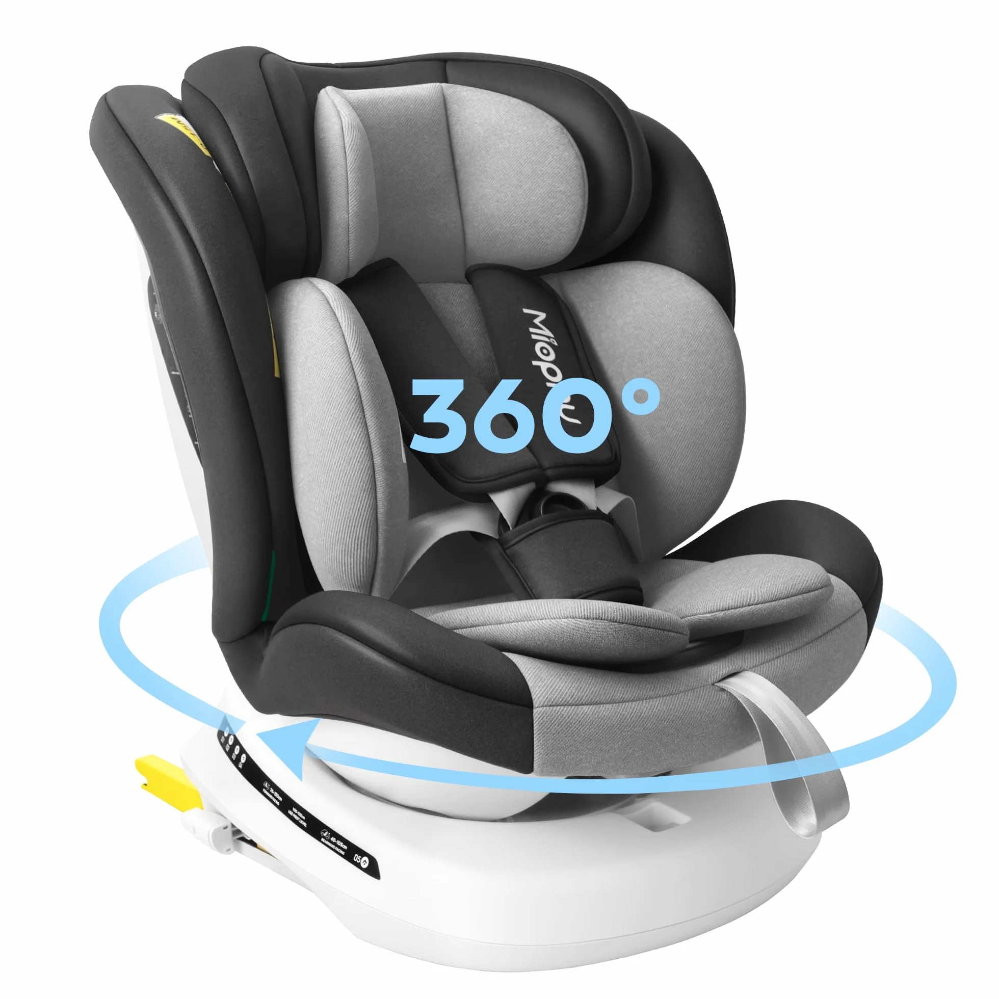 i-Size Giratoria 360º Silla de Coche, Grupo 0+123, 0-12 años, 40-150 cm, Silla Coche con isofix y Top Tether, Arnés de 5 puntos, Norma ECE R129/04