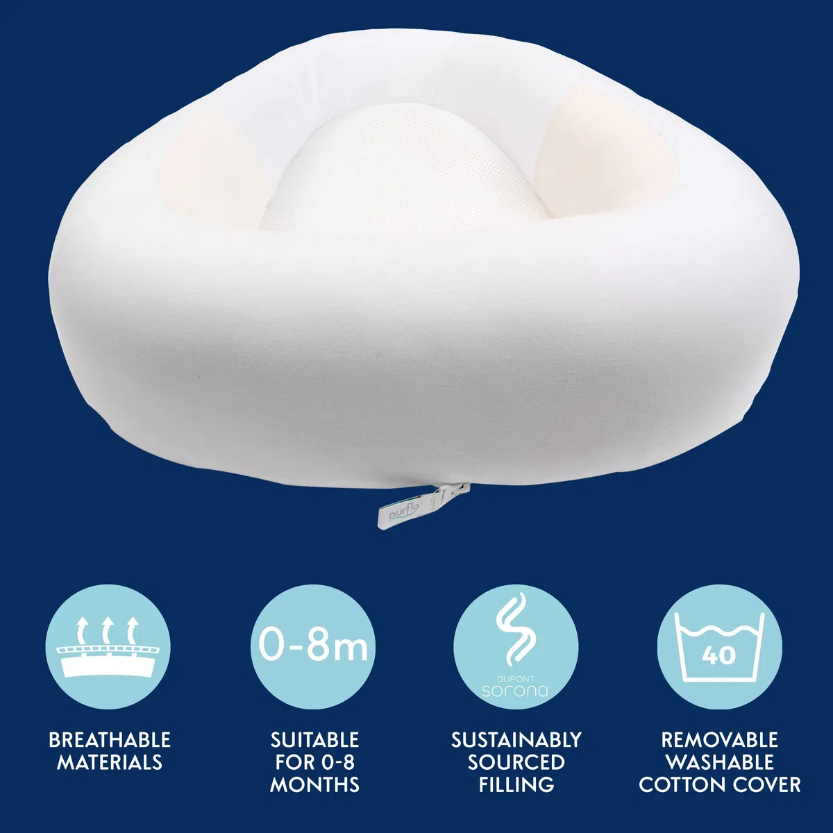 PurFlo Cama de bebé segura para dormir, alternativa al nido de bebé transpirable, artículos esenciales 0-8 m, color blanco