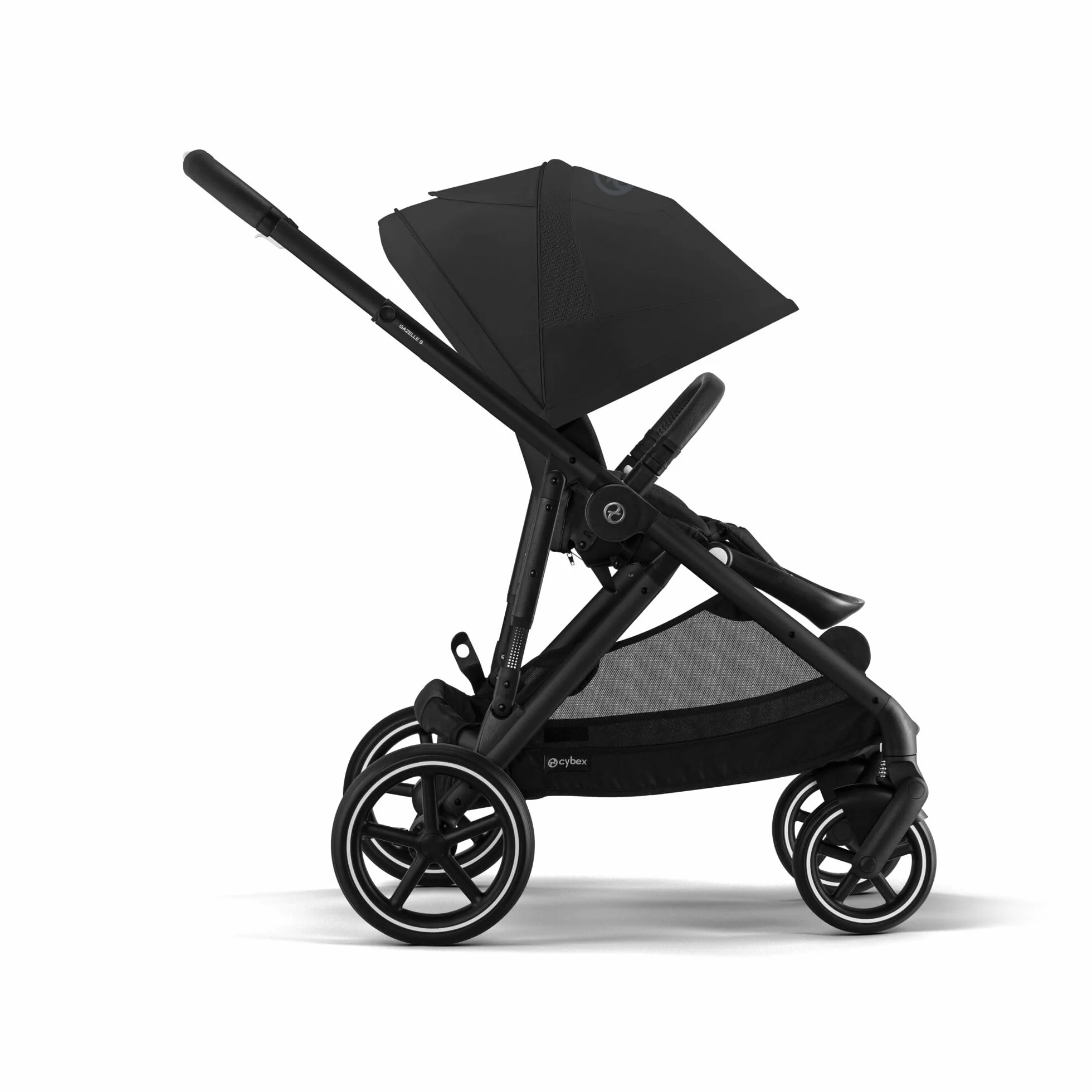 CYBEX Cochecito dorado GAZELLE S, Desde el nacimiento hasta los 4 años aprox., Máx. 22 kg (modo individual) / 2x 22 kg (modo Dúo), Sistema todo en 1 con 20+ configuraciones, Moon Black
