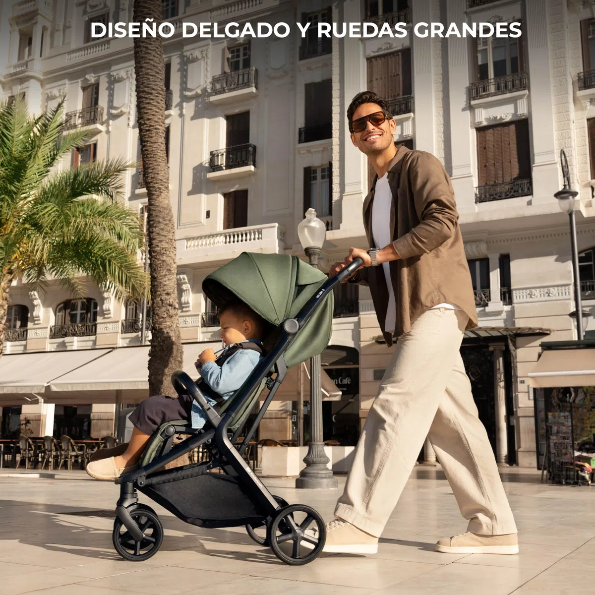 Kinderkraft NUBI 3 Silla de paseo compacta y ligera, hasta 22 kg, Buggy, con plegado automático, capota impermeable, UPF50+, Ligero 8,7 kg, posición reclinada, arnés de seguridad de 5 puntos, Verde