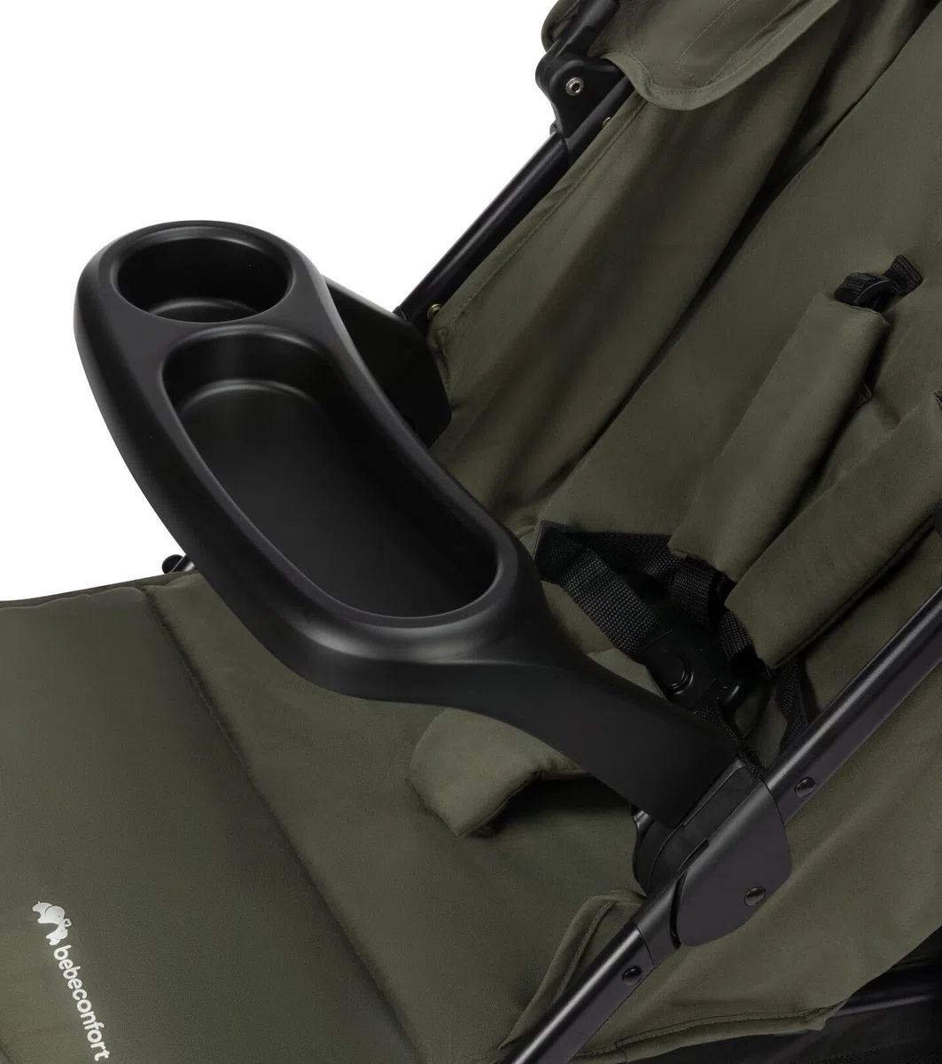 Bebeconfort Misty, Silla de Paseo Compacta, Cesta de hasta 8 kg, Bandeja para seguridad y juego, Confort con posición alargada, 0-4 años(máx. 22kg), Plegable y Reclinable, Mineral Green