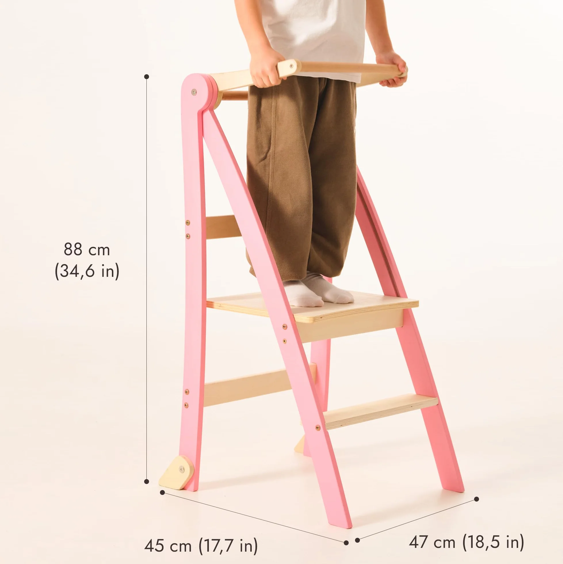 Montessori Escalera de madera plegable para niños con protección de inclinación