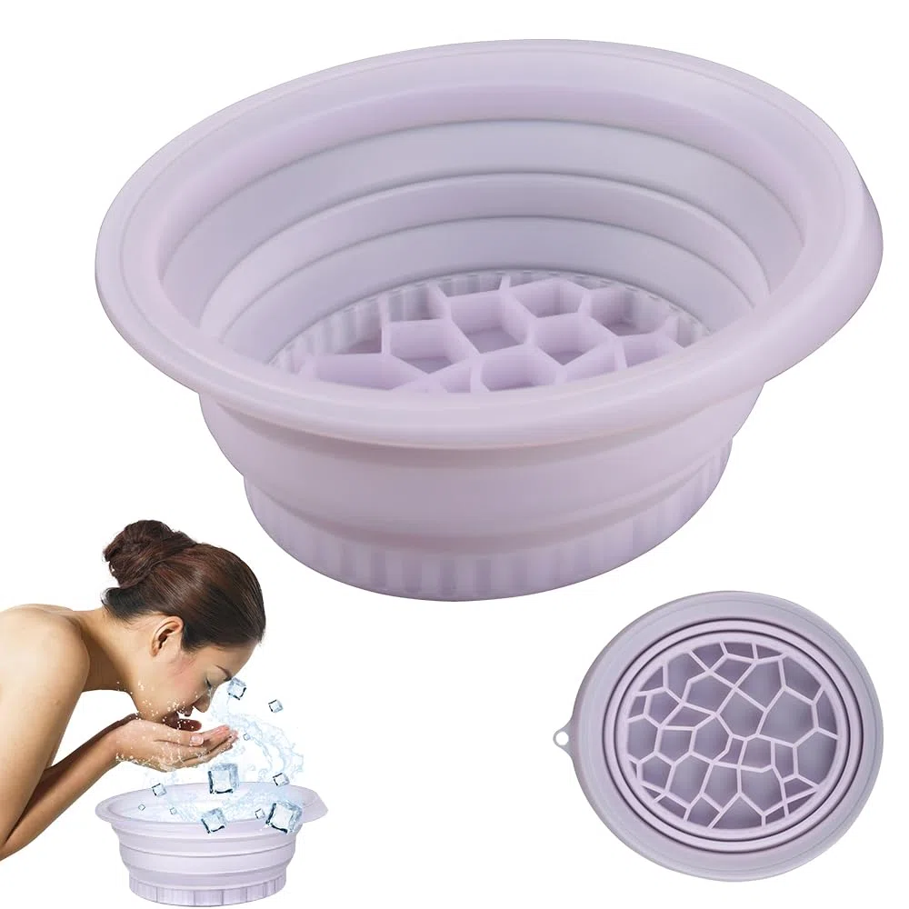 Cuenco Facial Para Hielo, Quick Cooling Face Ice Bath Bowl, Plegable Cuenco De Baño De Hielo Facial con Bandeja de Hielo Incorporad, Portátil Tazón Facial Para El Hogar, De La Hinchazón