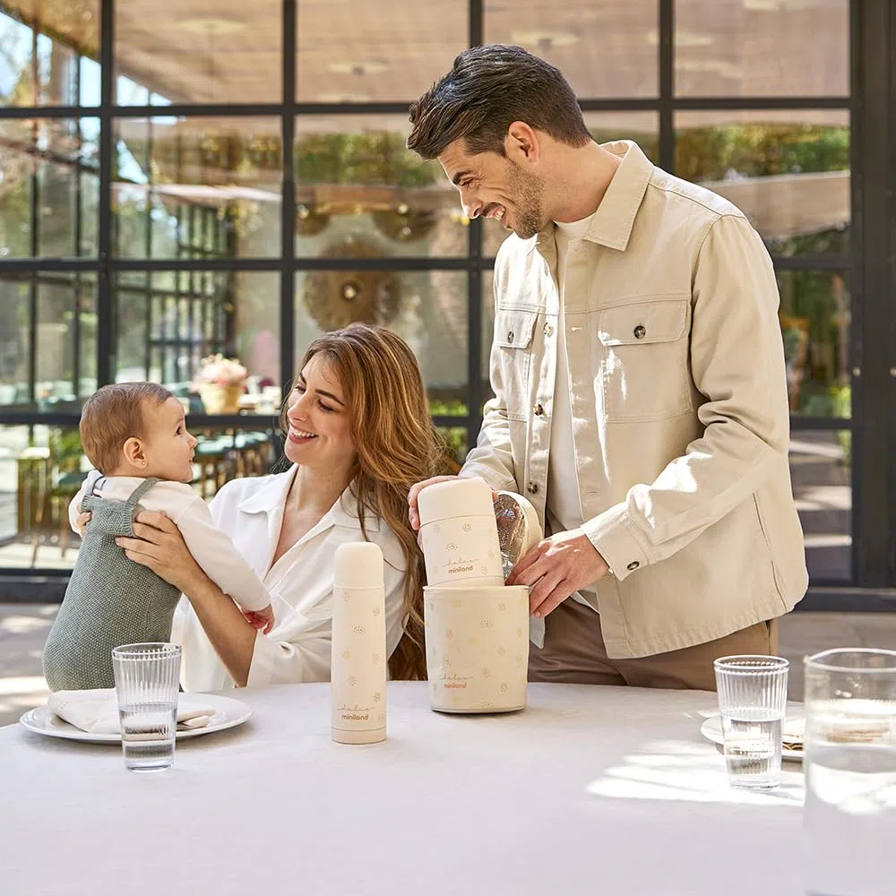 Miniland Termo Bebé para Comidas 600ml, +12h Frío y Calor | Vanilla | Contenedor de Acero Inoxidable y Aislamiento de Doble Pared, Cierre Hermético para Papillas, Pure y Comidas Fuera de Casa